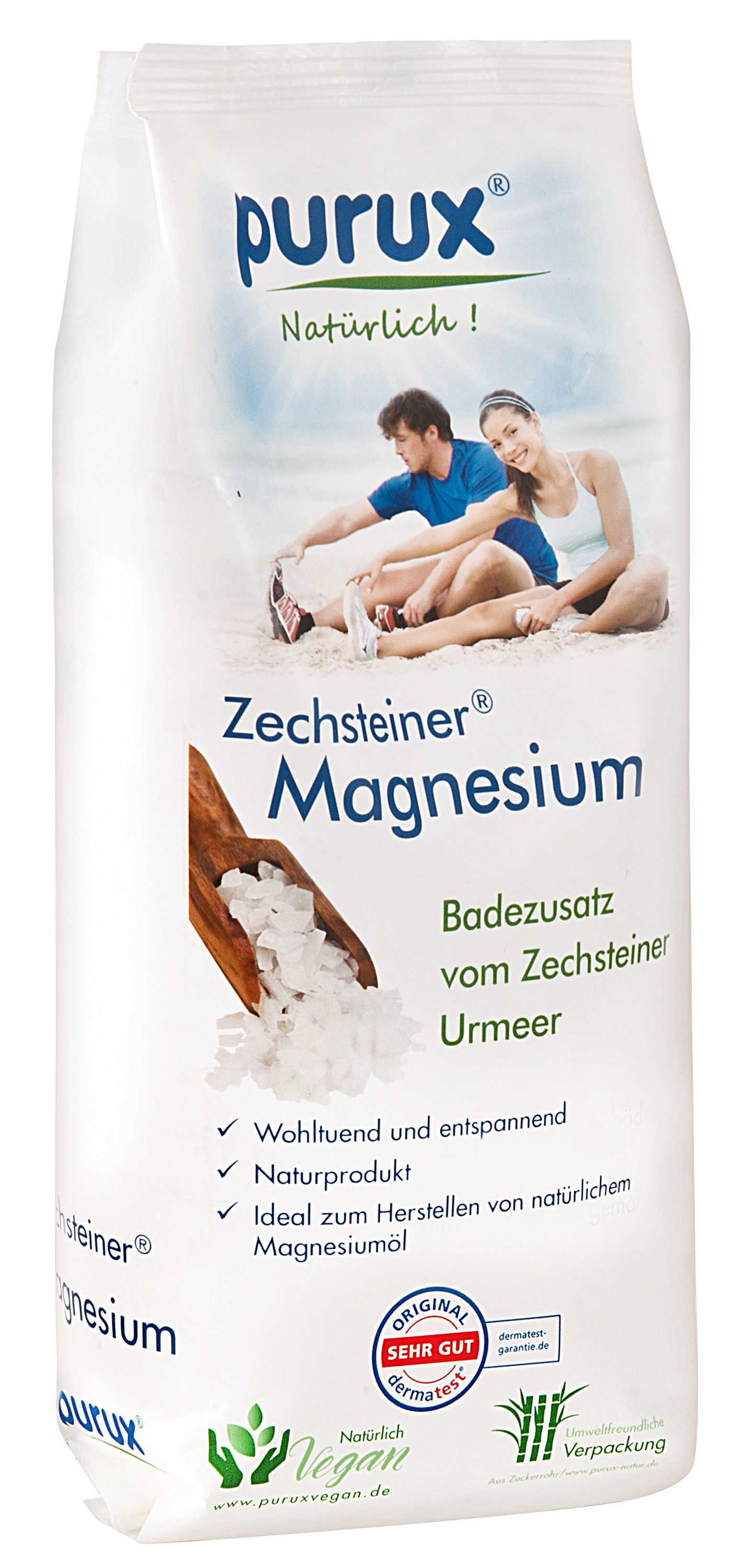 purux Badesalz Zechsteiner Magnesium 600gr Kosmetikqualität nachhaltig verpackt, für kosmetische Zwecke geeignet