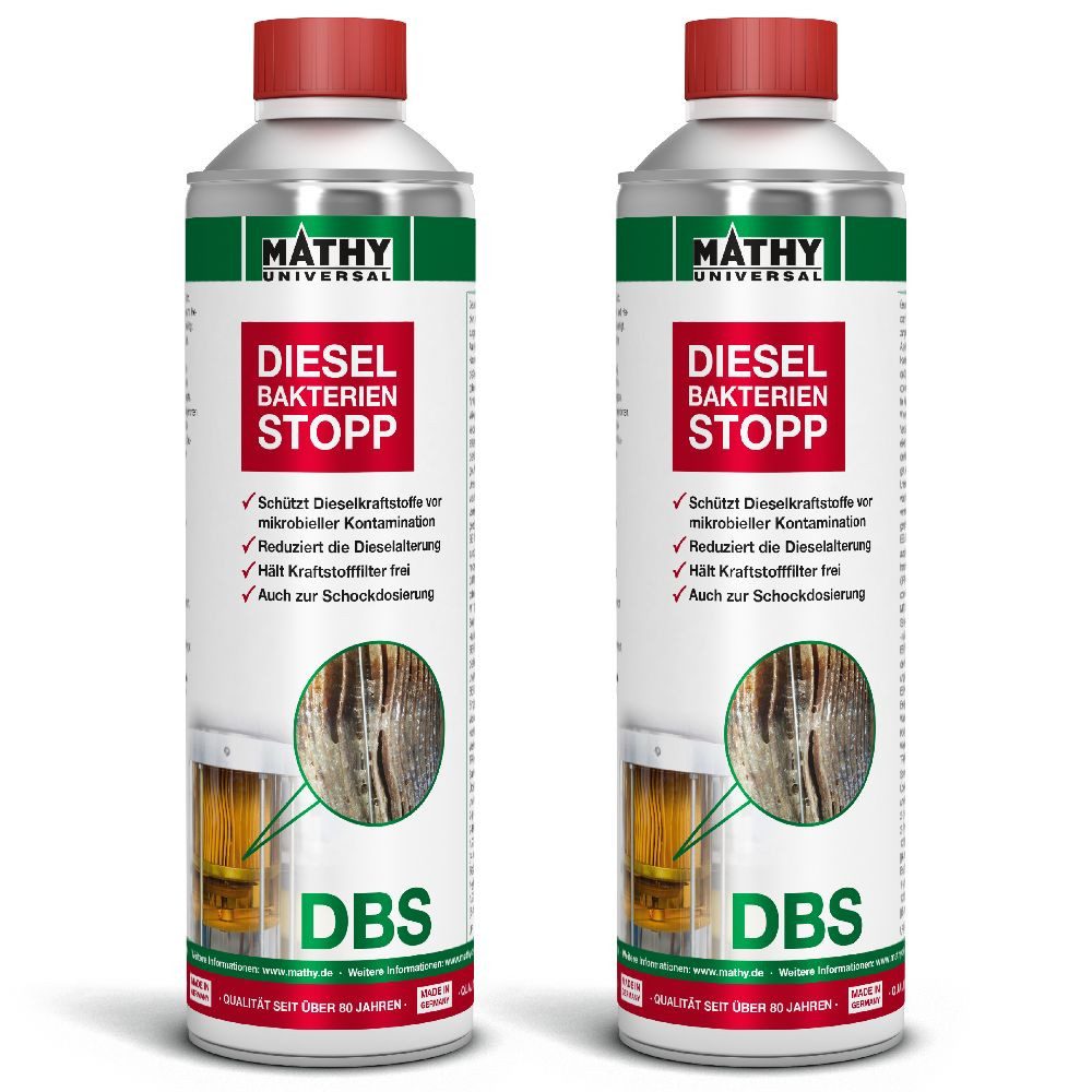MATHY Diesel-Additiv MATHY-DBS Diesel-Bakterien-Stopp 2 x 500 ml, 1,0 l, (2-St) Diesel-Zusatz gegen Dieselpest + mikrobiellen Befall