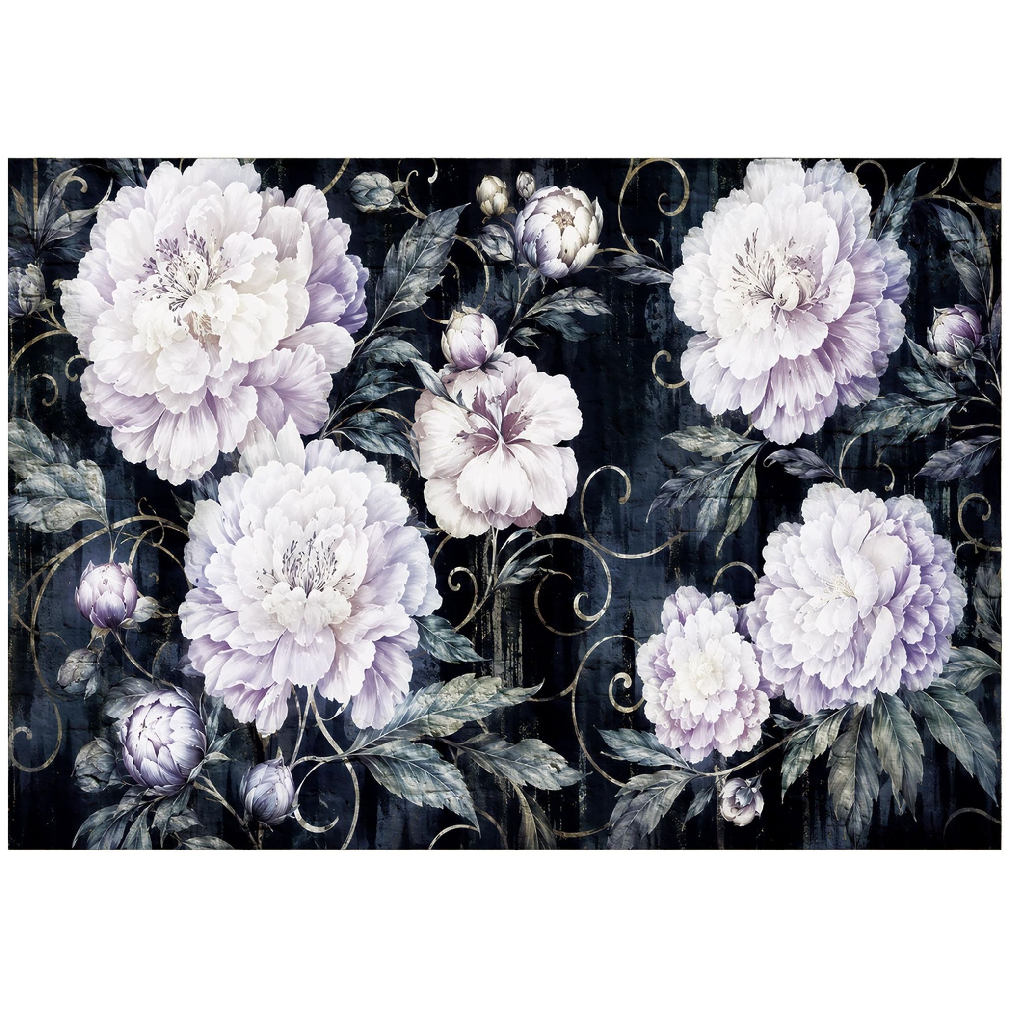 Wallarena Fototapete Blumen mit Pfingstrosen und Rosen in Lila im Glamourstil aus Vinyl, glatt, floral, 3D-Optik, (2 St), für Wohnzimmer 254x184cm