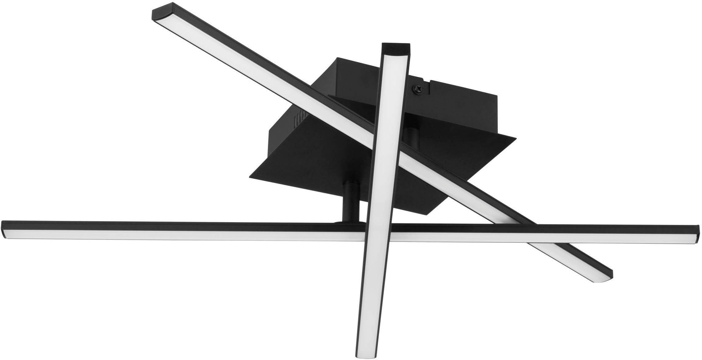 EGLO Deckenleuchte Lasana 3 Deckenlampe, Wohnzimmerlampe, Stahl und Kunststoff, Lampe, LED fest integriert, Warmweiß, Wandlampe, Deckenlampe, Schwarz, Weiß, Wohnzimmerlampe, L 50 cm