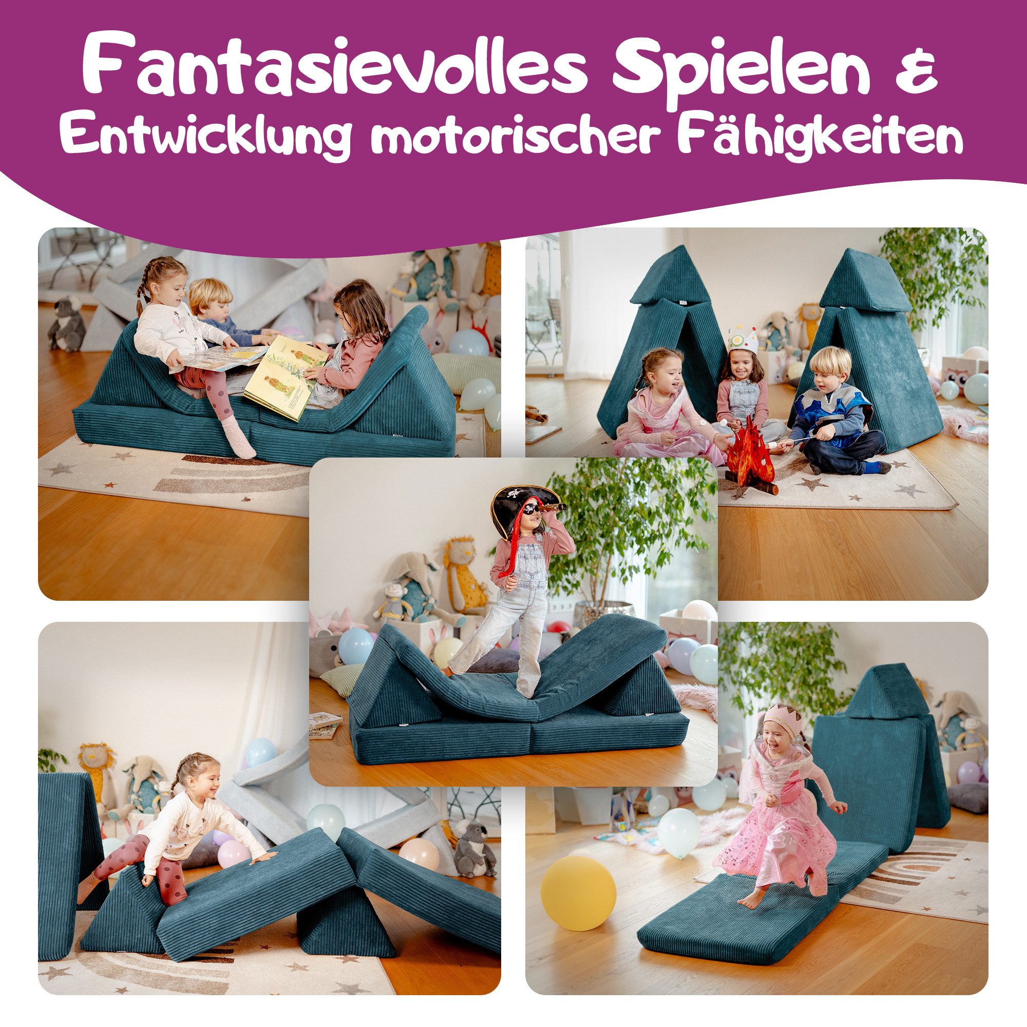 Linodino Kindersofa Spielsofa I aus Schaumstoff Bausteine I Spielcouch für günstig online kaufen