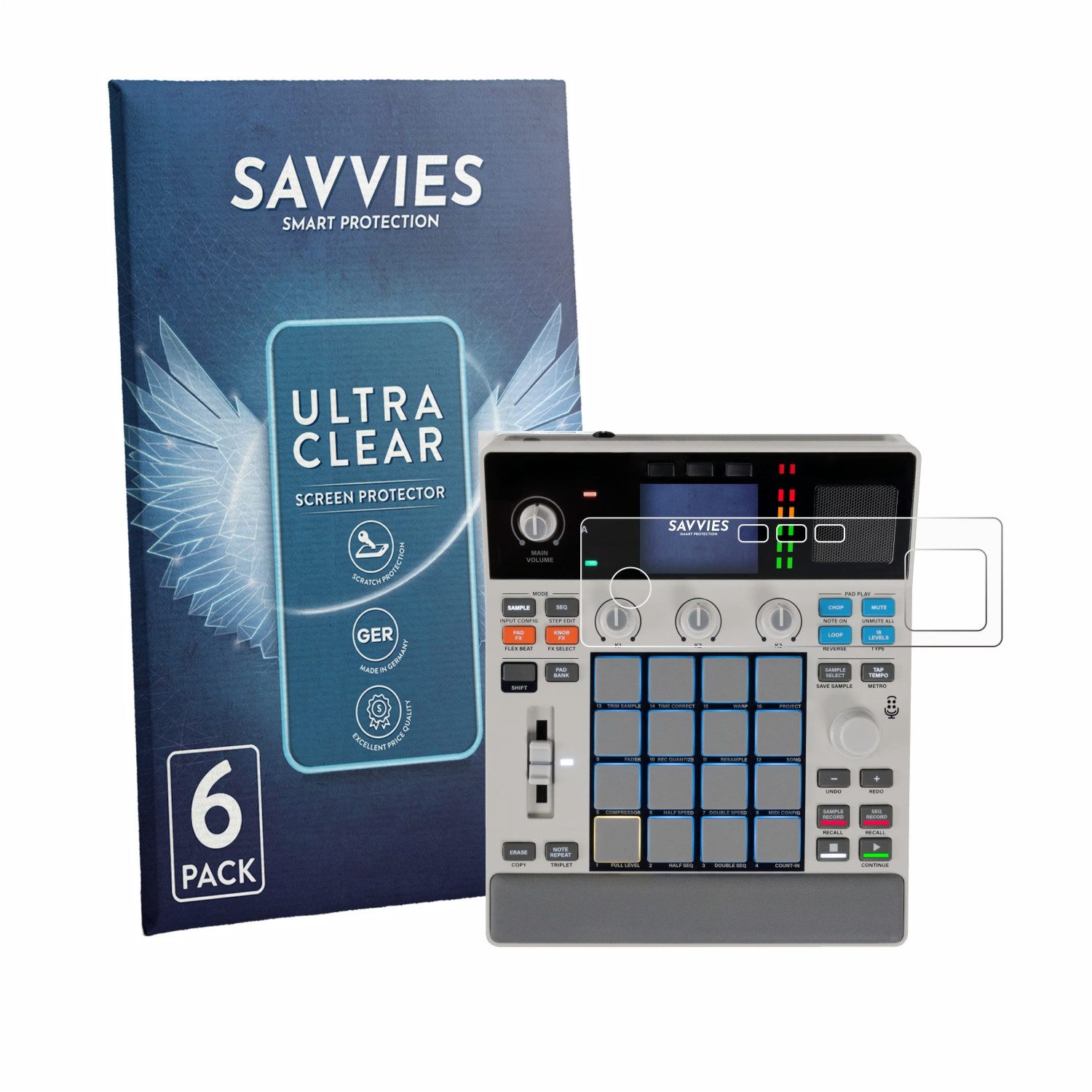 Savvies Displayschutzfolie Schutzfolie für Akai MPC Sample, 6 Stück, Displayschutz Schutz Folie Klar Transparent