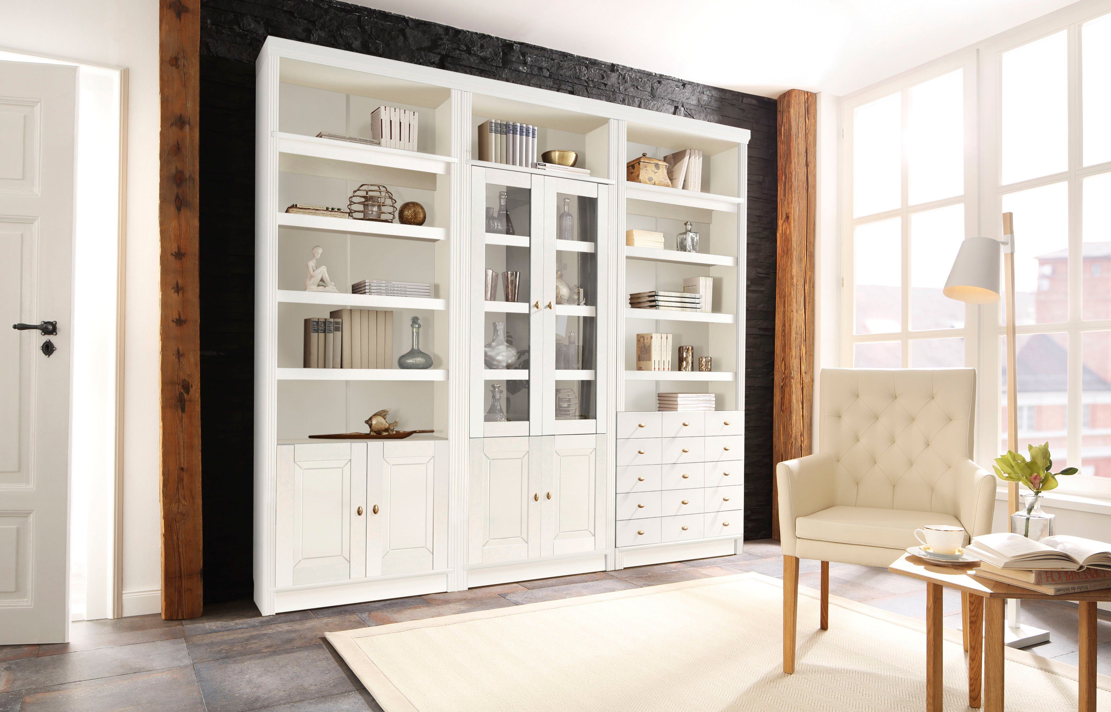 Home affaire Bücherregal Soeren, aus massiver Kiefer, Höhe 220 cm, mit 2 Ho günstig online kaufen