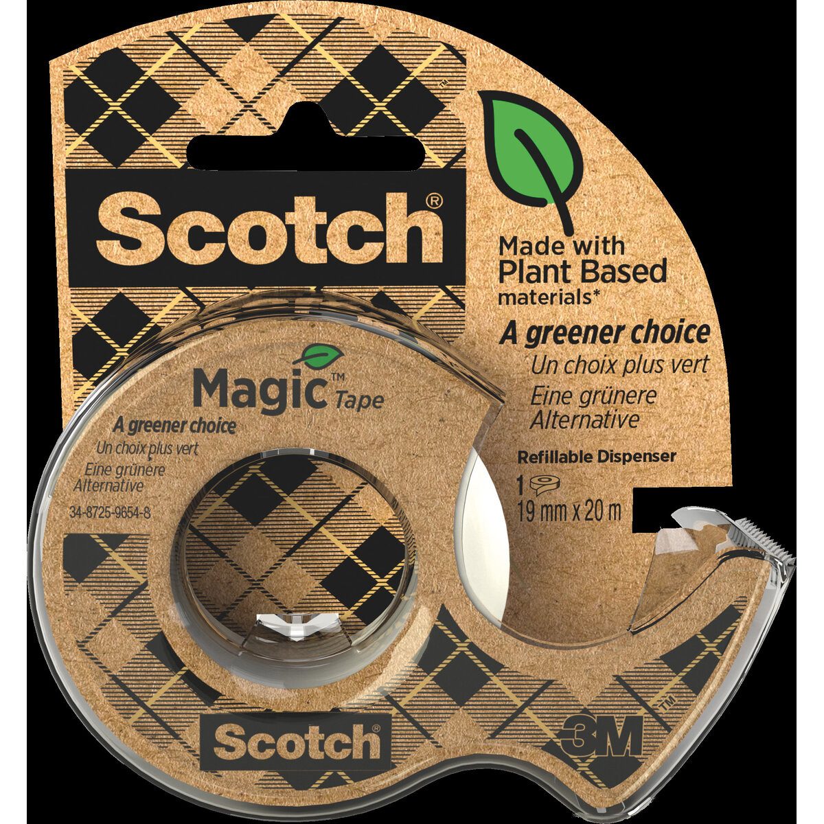 SCOTCH Klebestreifen Handabroller A greener choice - inkl. 1 Rolle Magic 900 19mmx20m trans