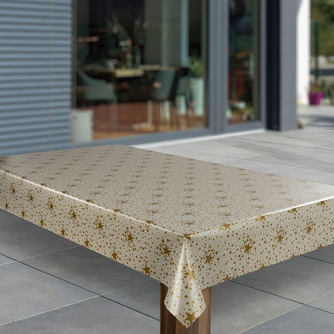 laro Tischdecke Tischdecken Sterne Firmament Weiß Gold Weihnachten rechteck günstig online kaufen