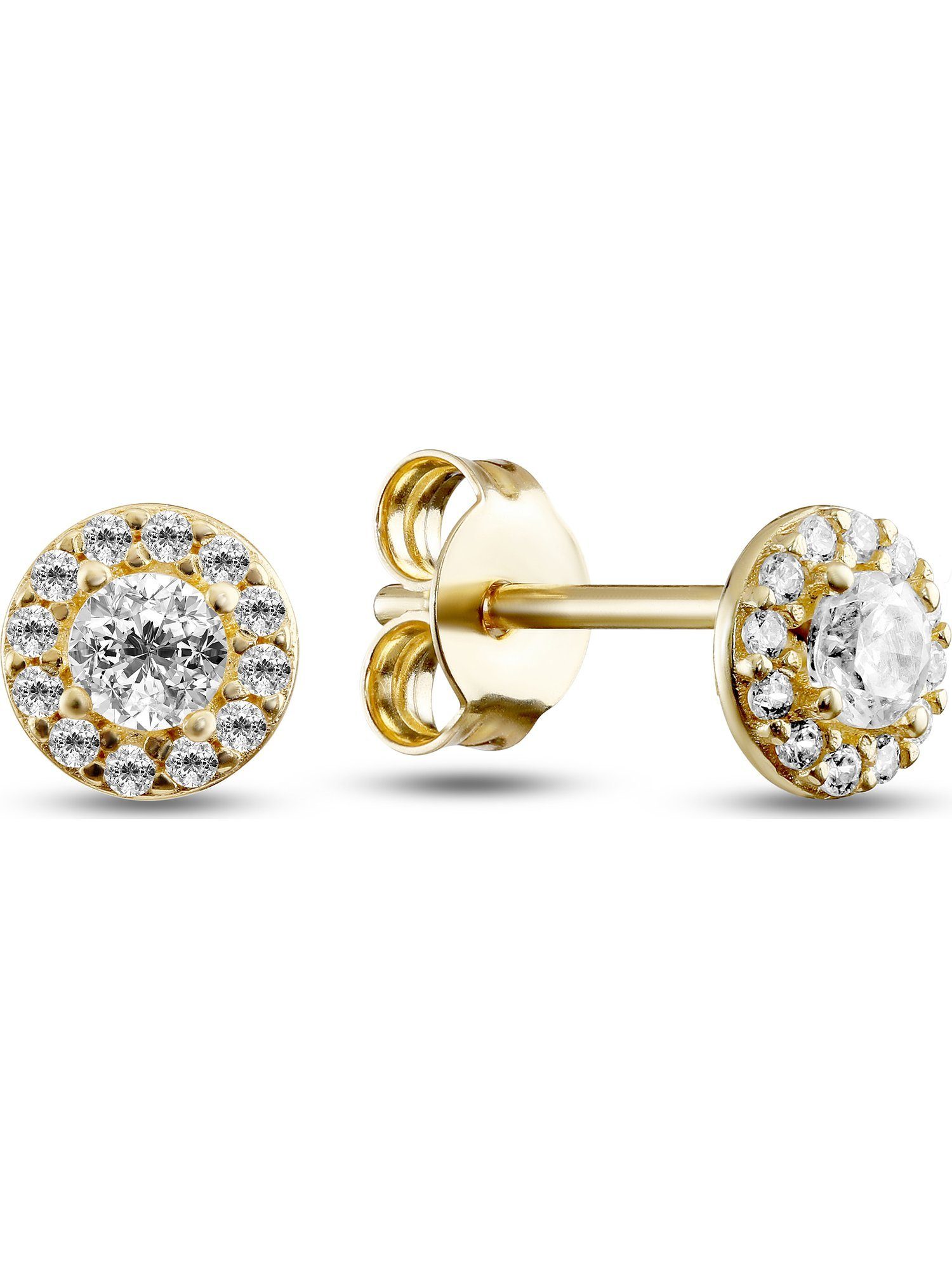 Paar Ohrstecker FAVS Damen-Ohrstecker 375er Gelbgold 2 Zirkonia