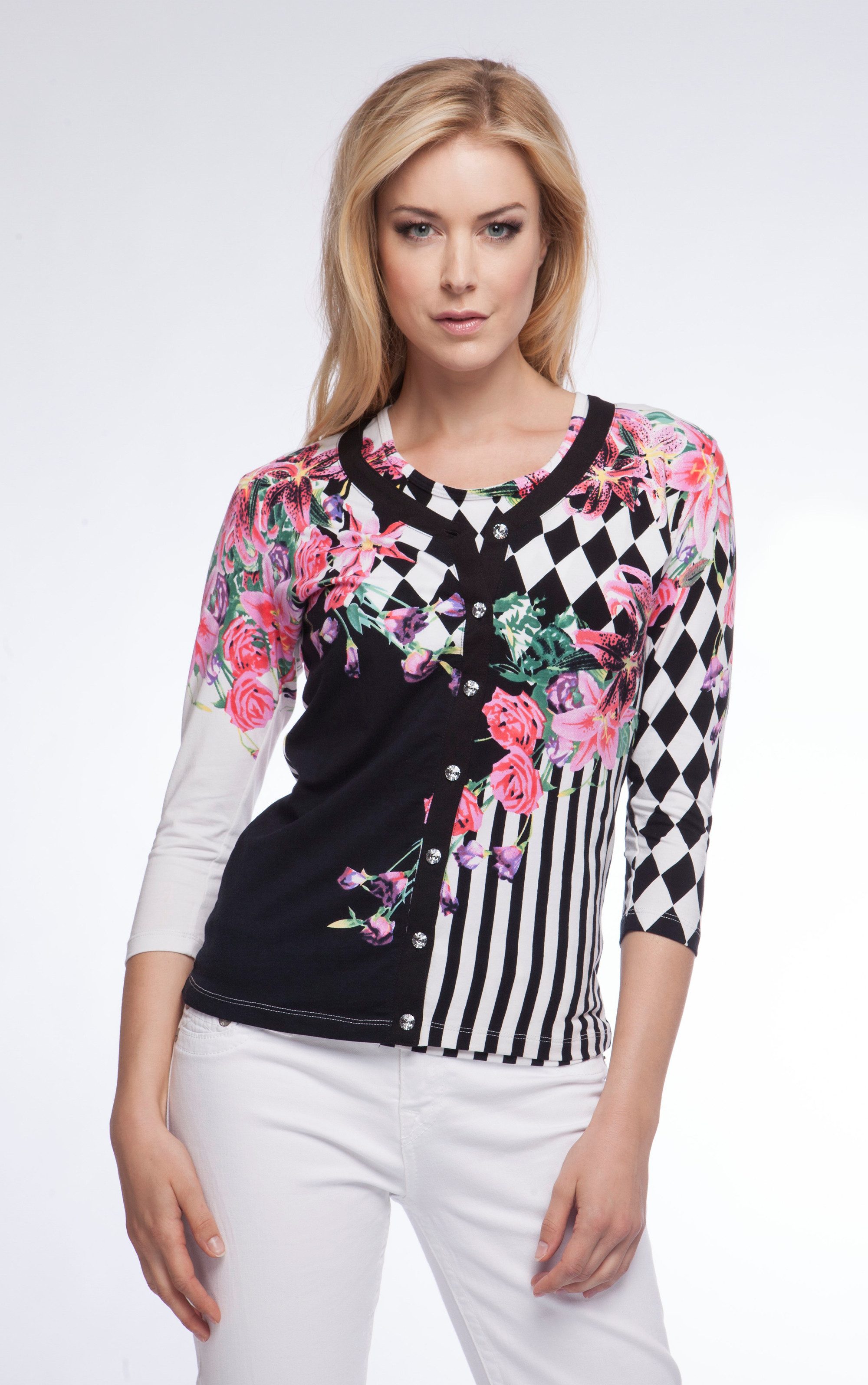 Passioni Cardigan Twinset mit abstraktem Blumen günstig online kaufen