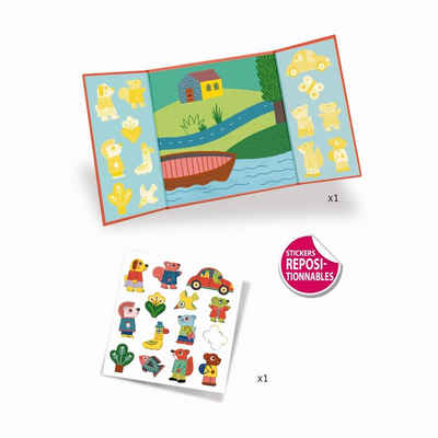 DJECO Stickerbuch Sticker mit tollen Motiven und Vorlagenbuch basteln Kinder