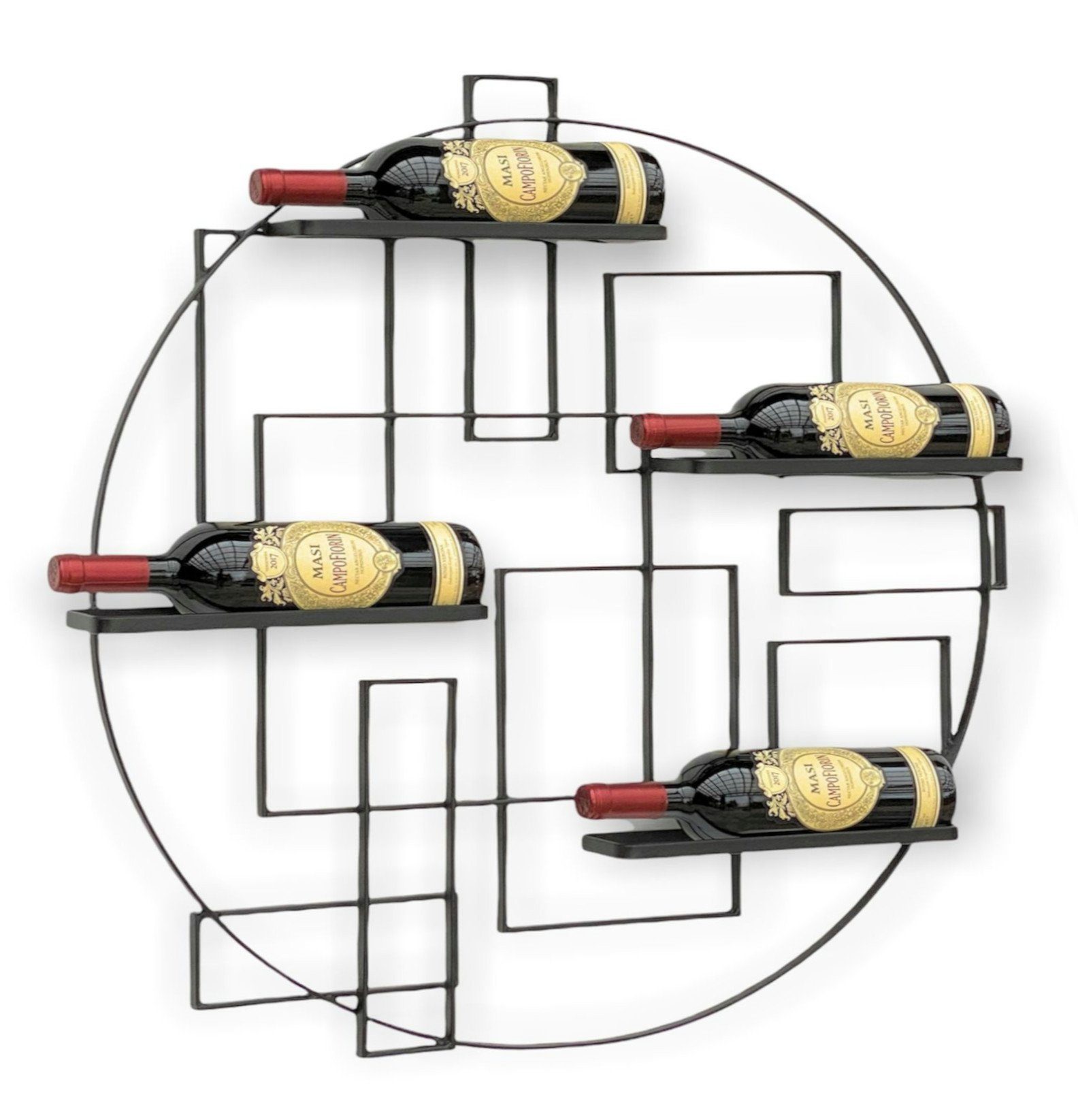 Weinregal Metall Schwarz Wand "Pi4" Flaschenständer 80 cm