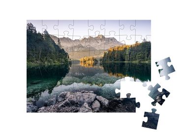 puzzleYOU Puzzle Zugspitze vom Eibsee aus fotografiert, 48 Puzzleteile, puzzleYOU-Kollektionen Eibsee, Landschaft