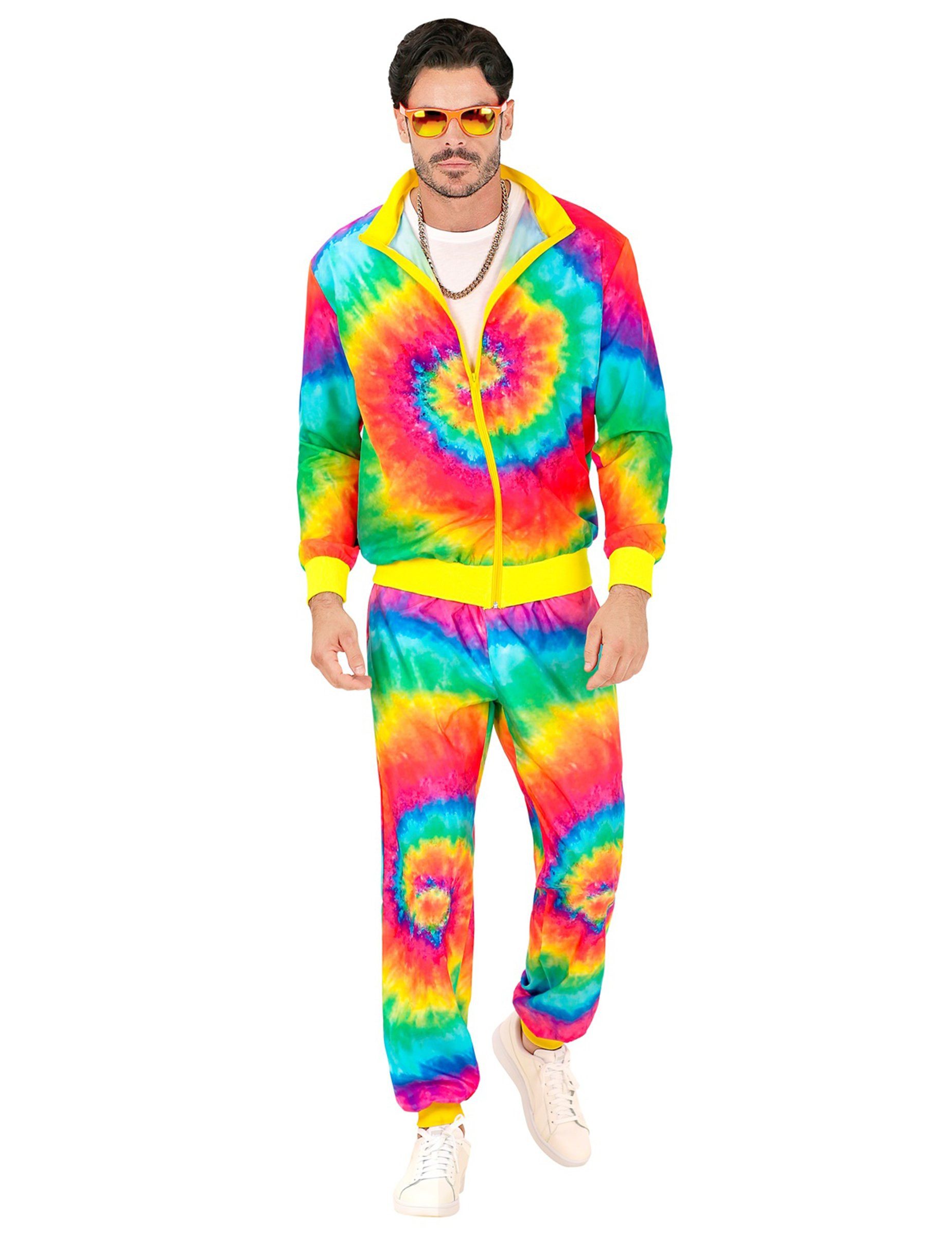 Kostüm Fluofarbener Tie and Dye Trainingsanzug für Erwachsene