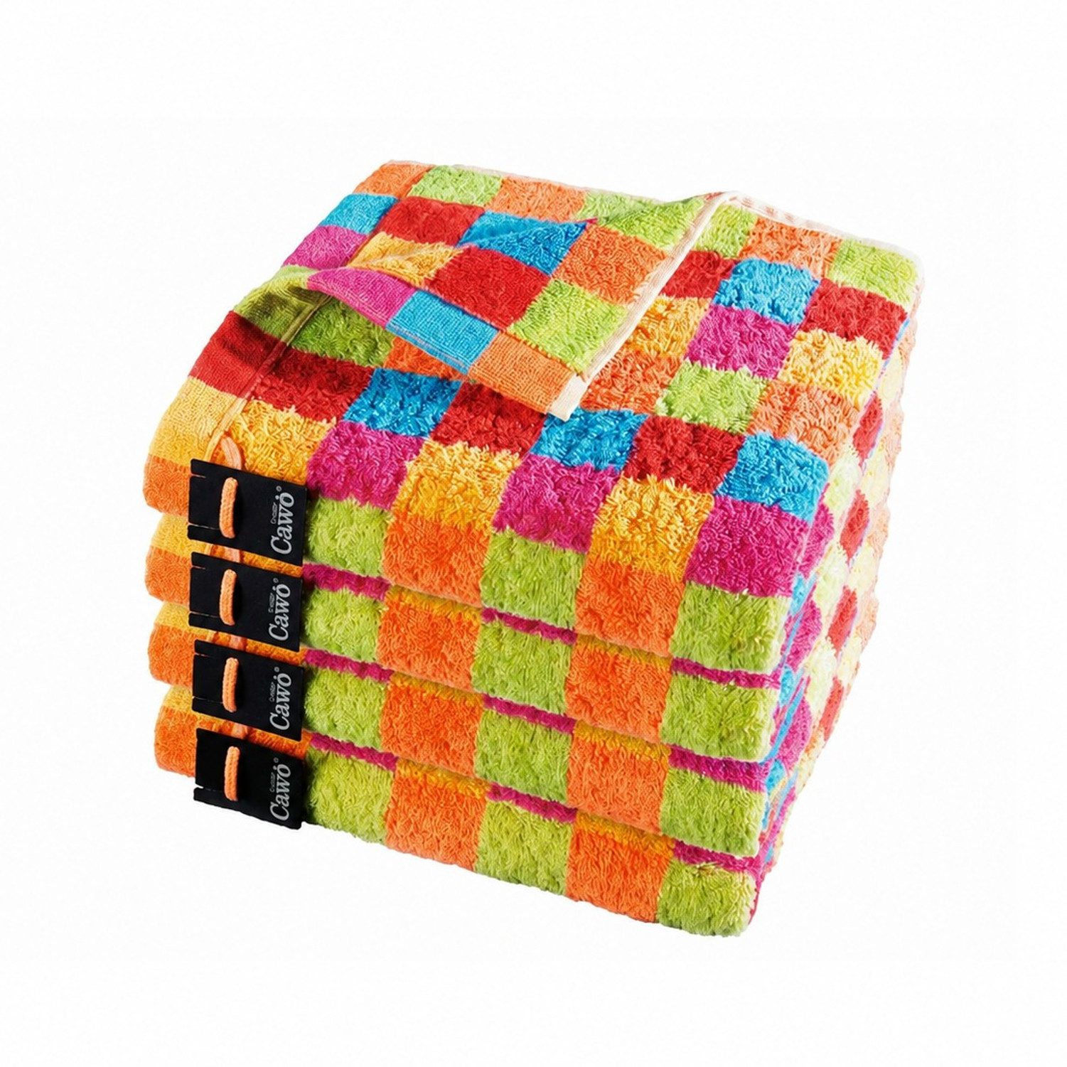 Cawö Handtuch 4 Stück Cawö Life Style Handtücher 7017-25 kariert muilticolor 50x100, Walkfrottier (4-St), 100% Baumwolle