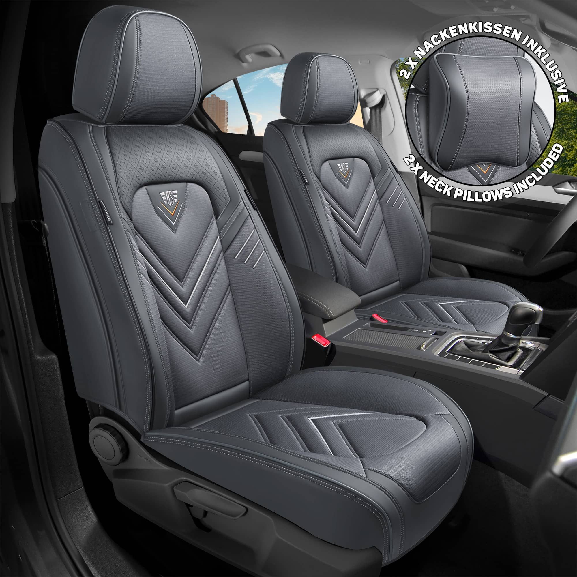 BREMER SITZBEZÜGE Autositzbezug für VW Bora Bj 1998-05 (SL1), Set, Schonbezüge Sitzbezüge Fahrer und Beifahrer, in Schwarz