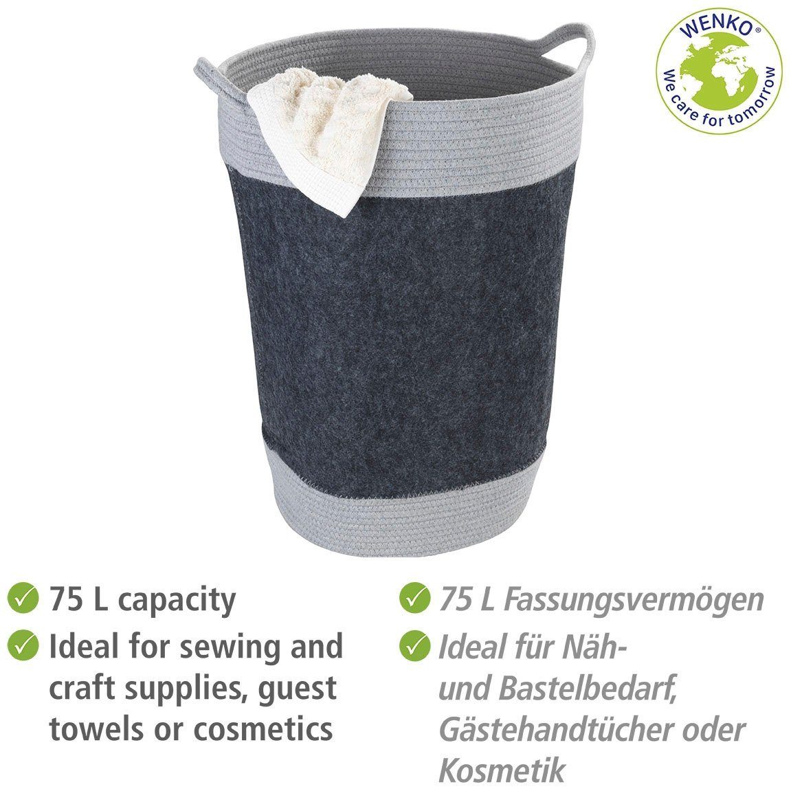 WENKO Aufbewahrungskorb recyceltem Polyesterfilz Bea (1 St), aus