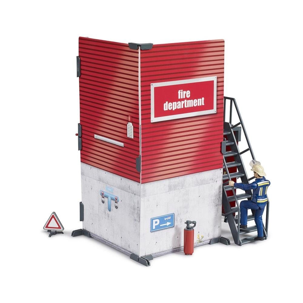 Bruder® Spiel-Feuerwehrwache 62702 bworld Feuerwehrstation (Set, 4-tlg), mit Feuerwehrmann Spielwelt Spielset