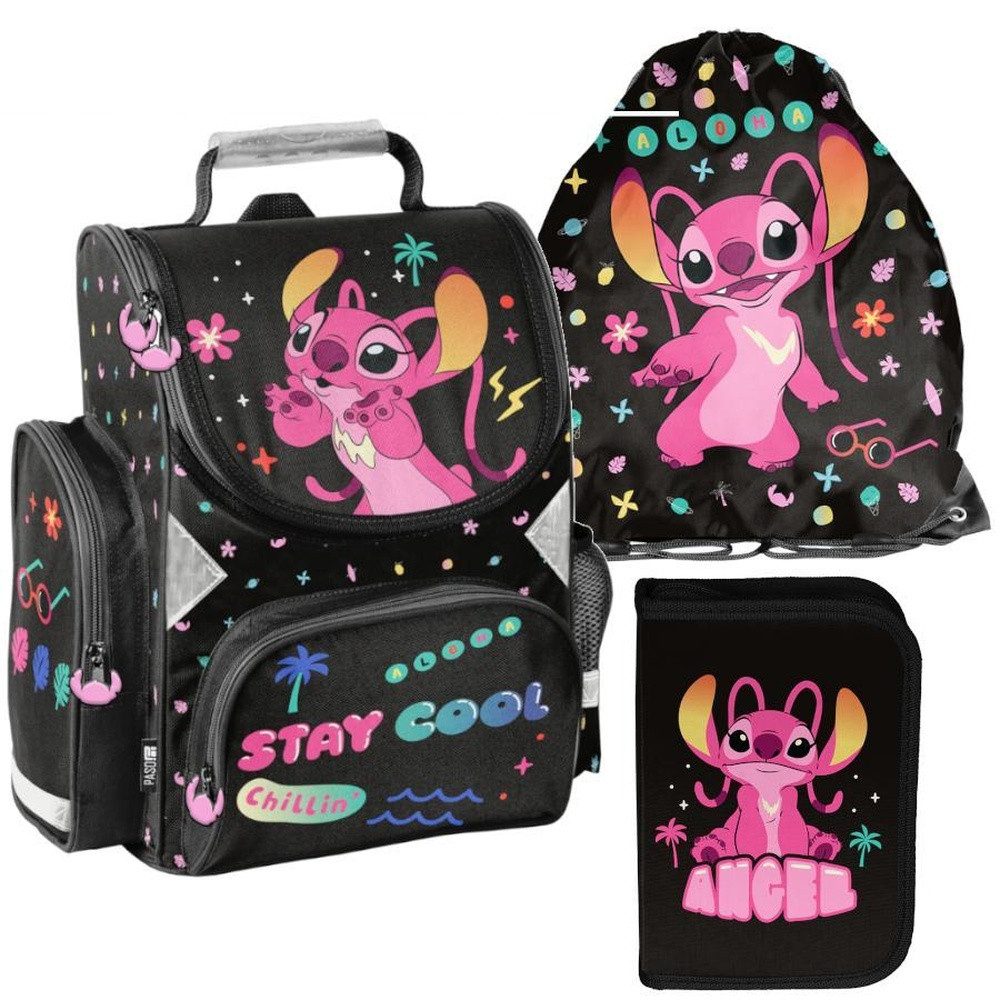 PASO Schulrucksack Schulset 3-tlg. - Lilo & Stitch Disney (Schulranzen-Set, 3-tlg)