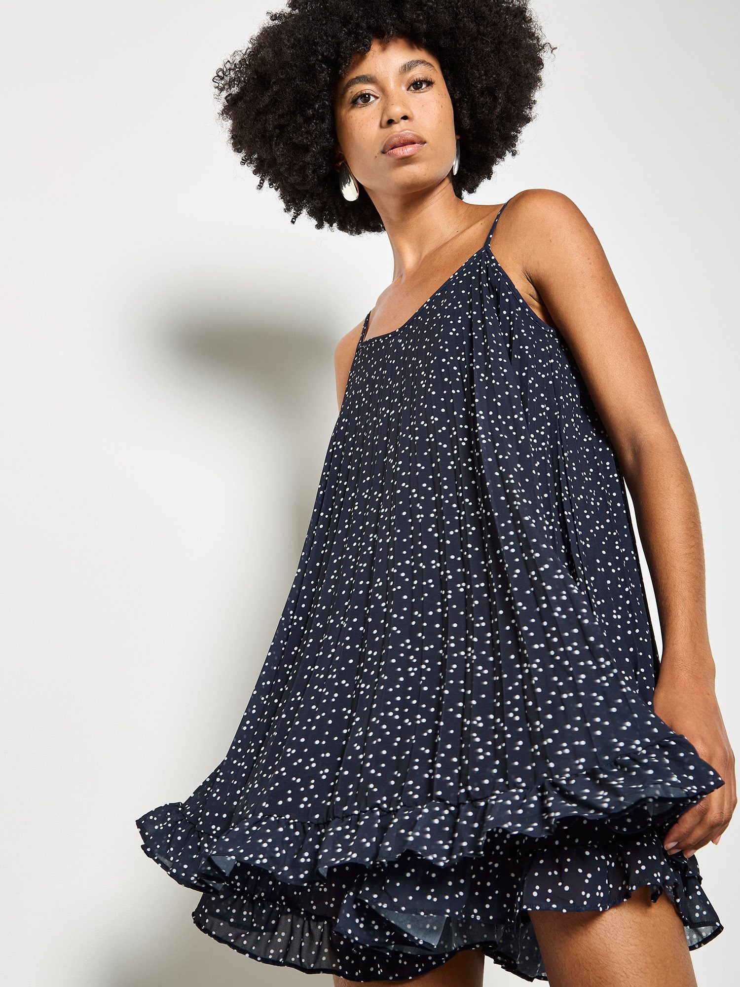 Apricot Chiffonkleid Gepunktetes Chiffon-Trägertop Druck