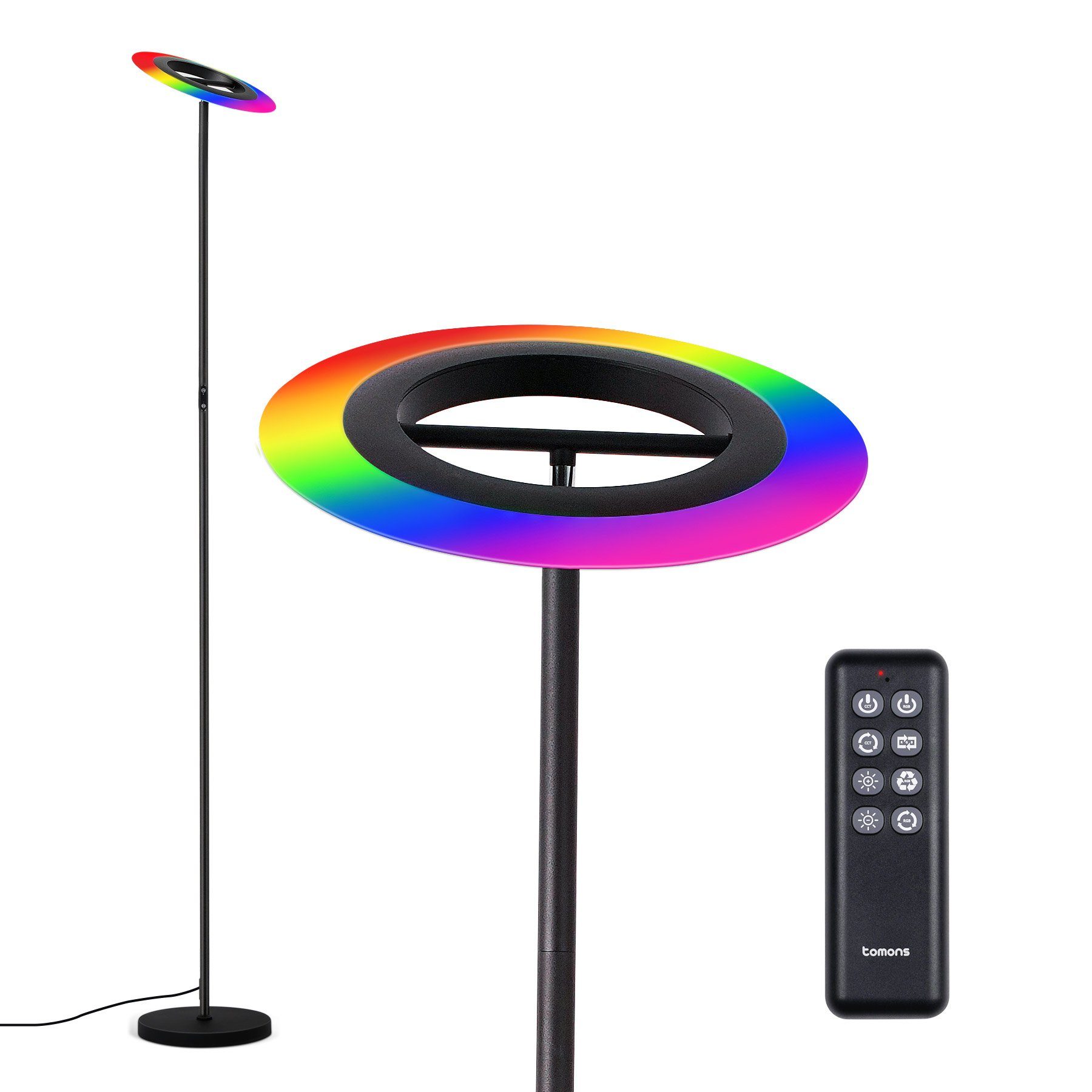 Tomons Stehlampe Stehleuchte RGB-Farben Helligkeit Farbtemperatur Dimmbar