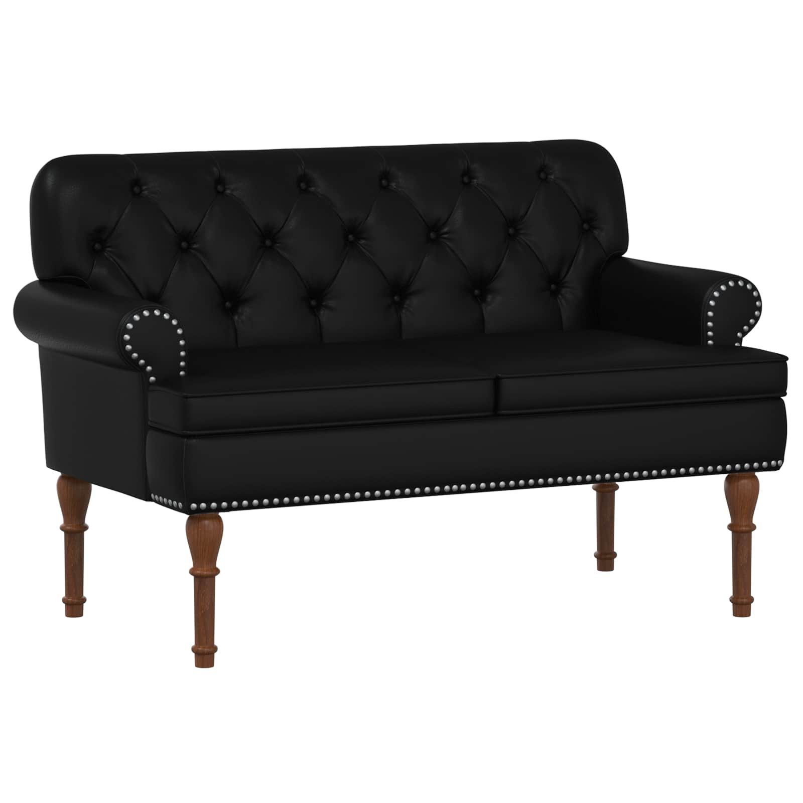 vidaXL Sitzbank Zweisitzer mit Knopfheftung Schwarz 120 x 65 x 77 cm Kunstleder (1-St)