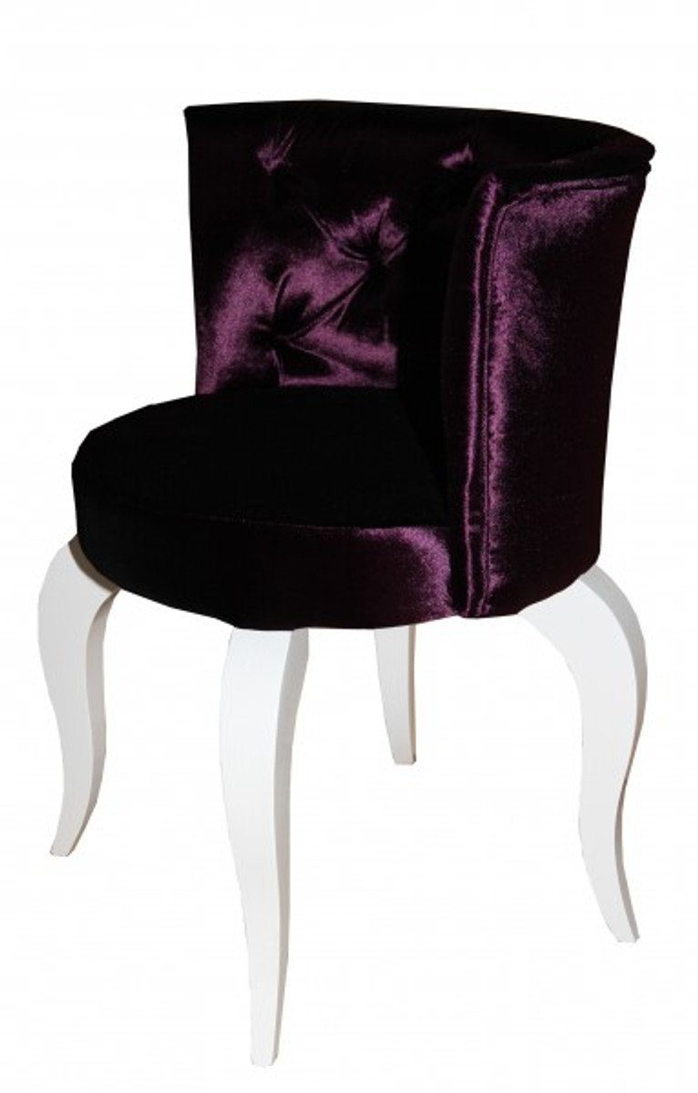 Casa Padrino Besucherstuhl Barock Salon Stuhl Lila / Weiß - Designer Sessel - Luxus Qualität