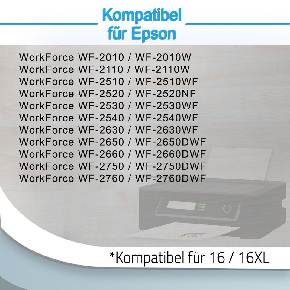 Thumbnail - Druckerparadies 4er Pack Druckerpatronen 16 16XL kompatibel mit Epson WF-2110 Tintenpatrone (4-tlg)