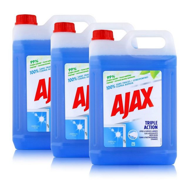 AJAX Ajax Glasreiniger 5L – Für Glas & beschichtete Oberflächen (3er Pack) Allzweckreiniger