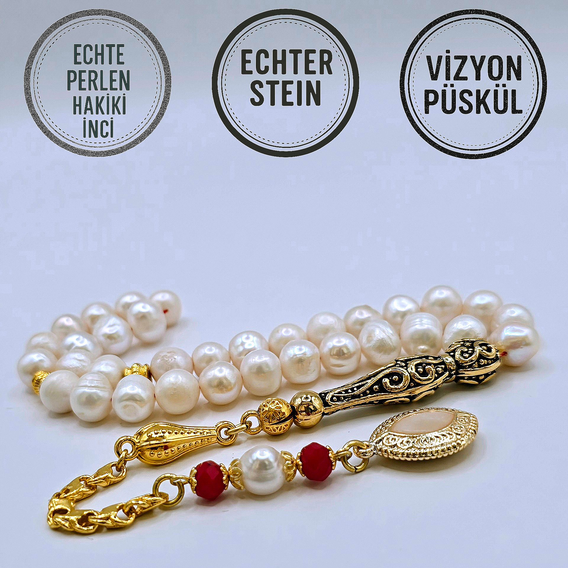 M-Punkt24 Кулоны Tesbih Tespih Echte Steine Gebetskette Misbaha Rosary (SÜSSWASERPERLE / HAKIKI INCI), Echte Steine