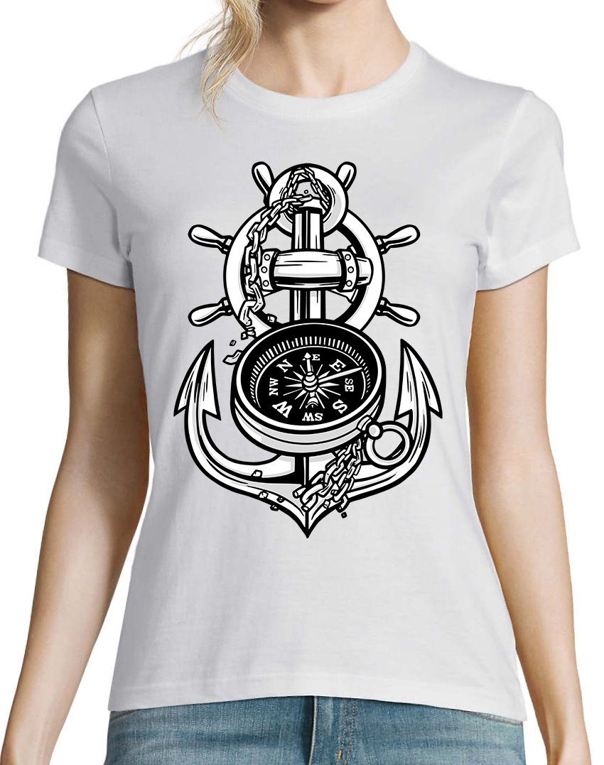 Youth Designz T-Shirt Anker Kompass Damen T-Shirt mit trendigem Frontprint günstig online kaufen