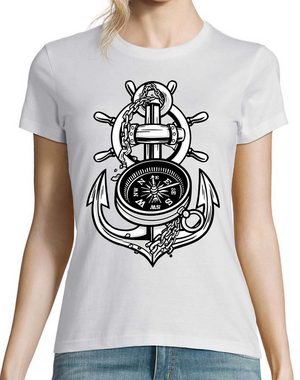 Youth Designz T-Shirt Anker Kompass Damen T-Shirt mit trendigem Frontprint