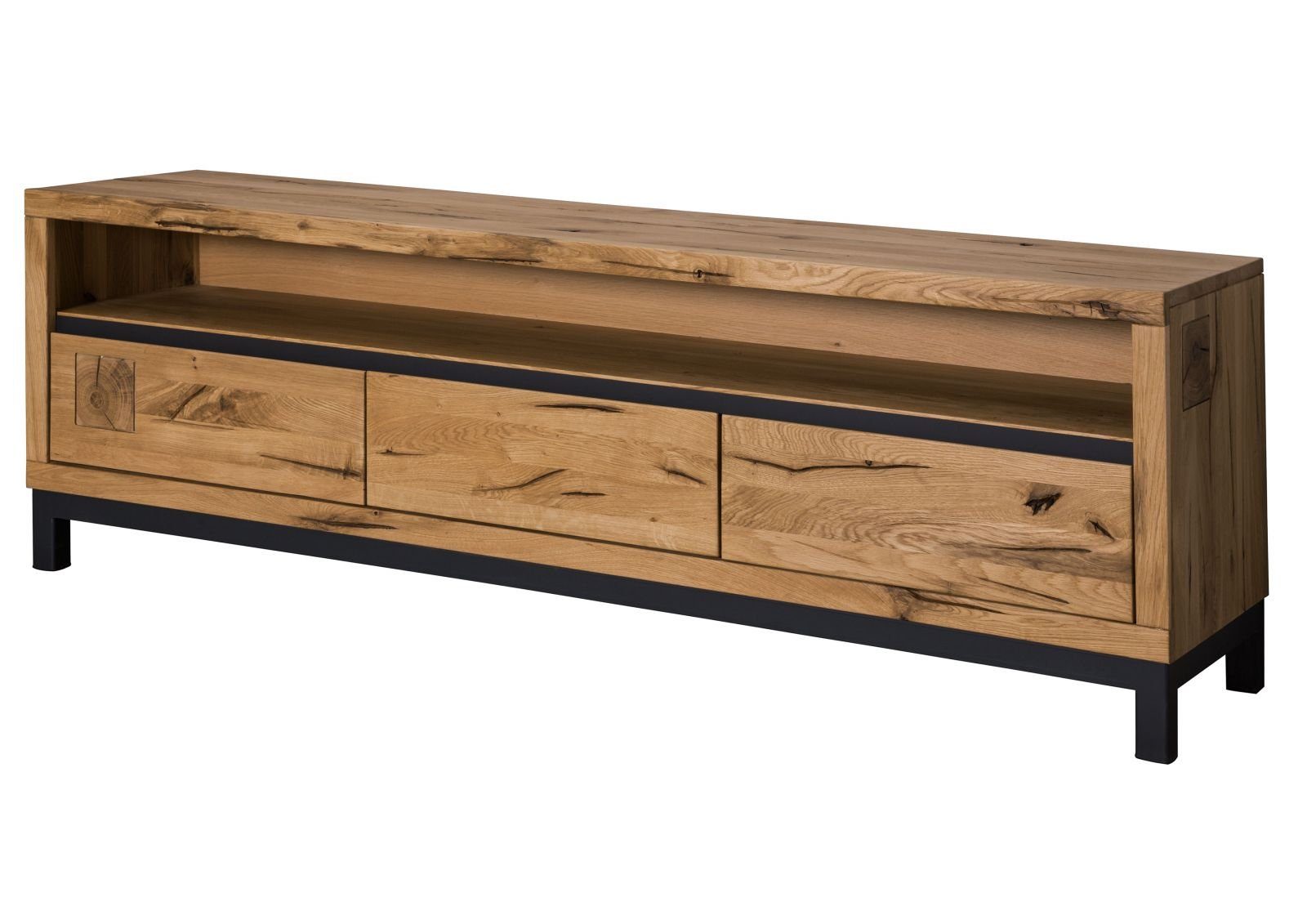 Massivmoebel24 TV-Board (Massivholz), TV-Board Wildeiche 170x40x56 natur geölt VILLANDERS #114