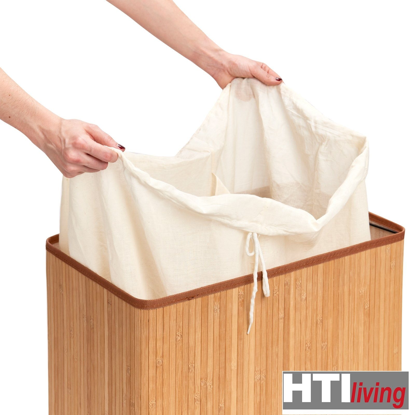HTI-Living Wäschesammler 2 Bambus, Wäschebox Wäschekorb Wäschekorb Kammern
