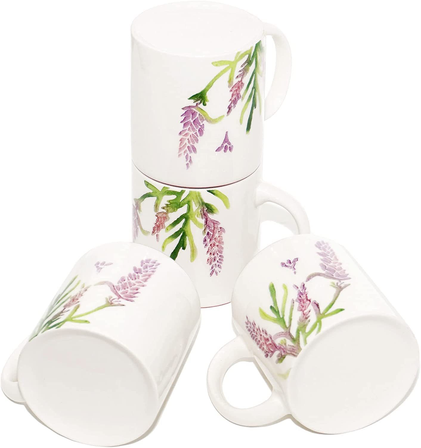 Lashuma Tasse Lavendel, 4-tlg., Keramik, Kaffeebecher Set 300 ml, 4 Stück Cappuccino Tassen