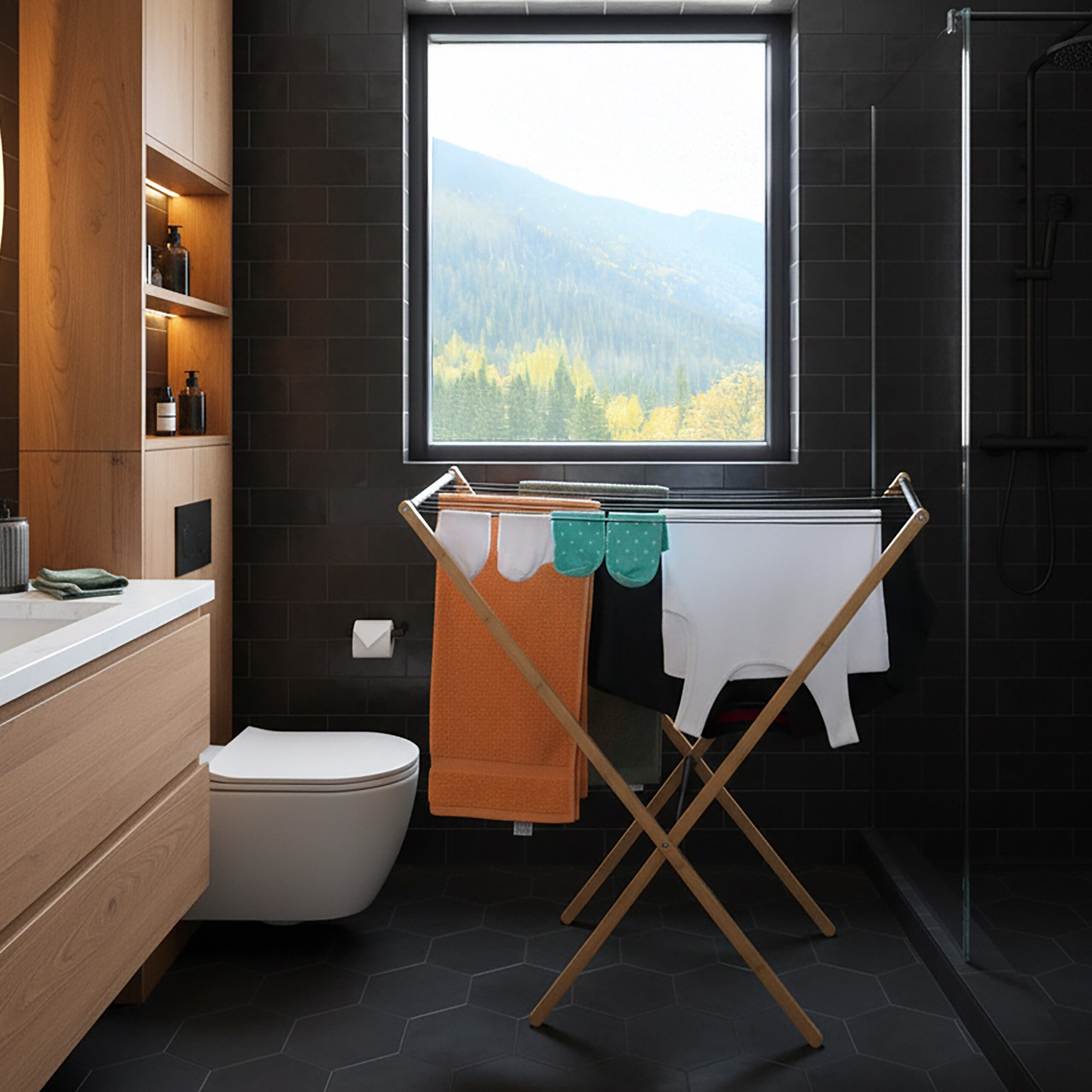 relaxdays Wäscheständer Klappbarer Wäscheständer, Holz / Weiß