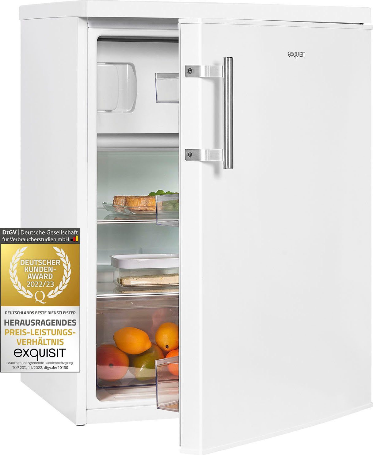 exquisit Kühlschrank KS18-4-H-170E weiss, hoch, 60,0 weiß cm 85,0 breit cm