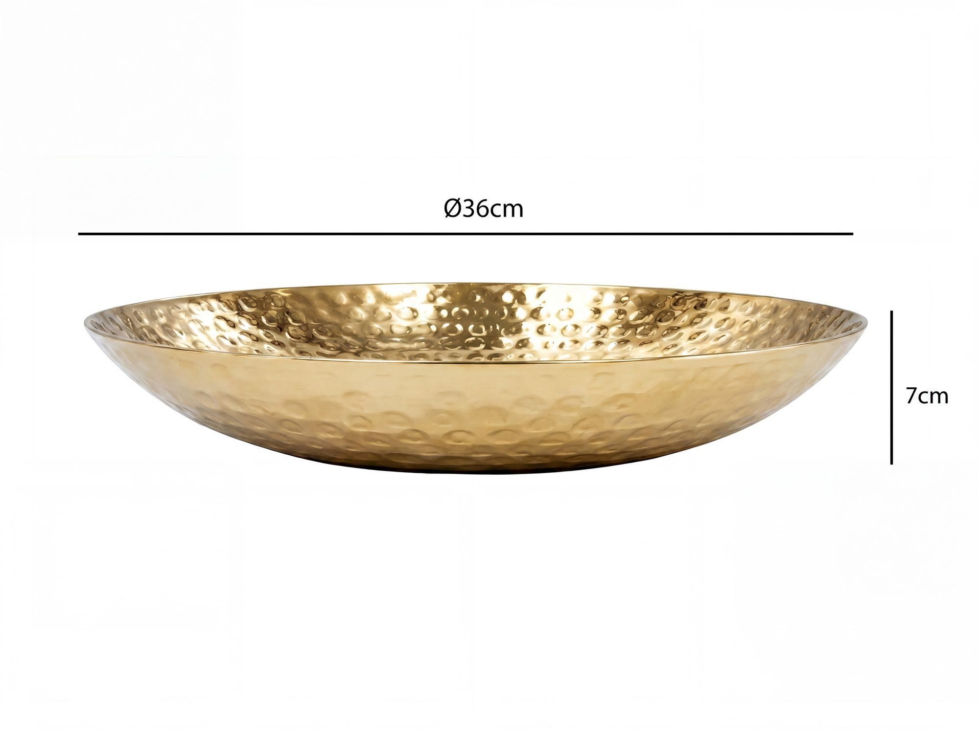 FINEBUY Obstschale FB77668 Früchteschale Aluminium Gold 36cm Hammerschlag Obstkorb Alu, Aluminium, (Stabiler Servierteller mit Hammerschlag Struktur), Breite Schale für deine frischen Früchte
