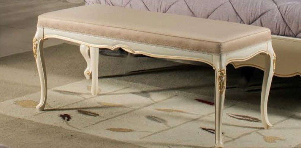 JVmoebel Bettbank Beige Chaiselongue Sitzhocker Ottomane Textil Beistellbank, Made in Europa