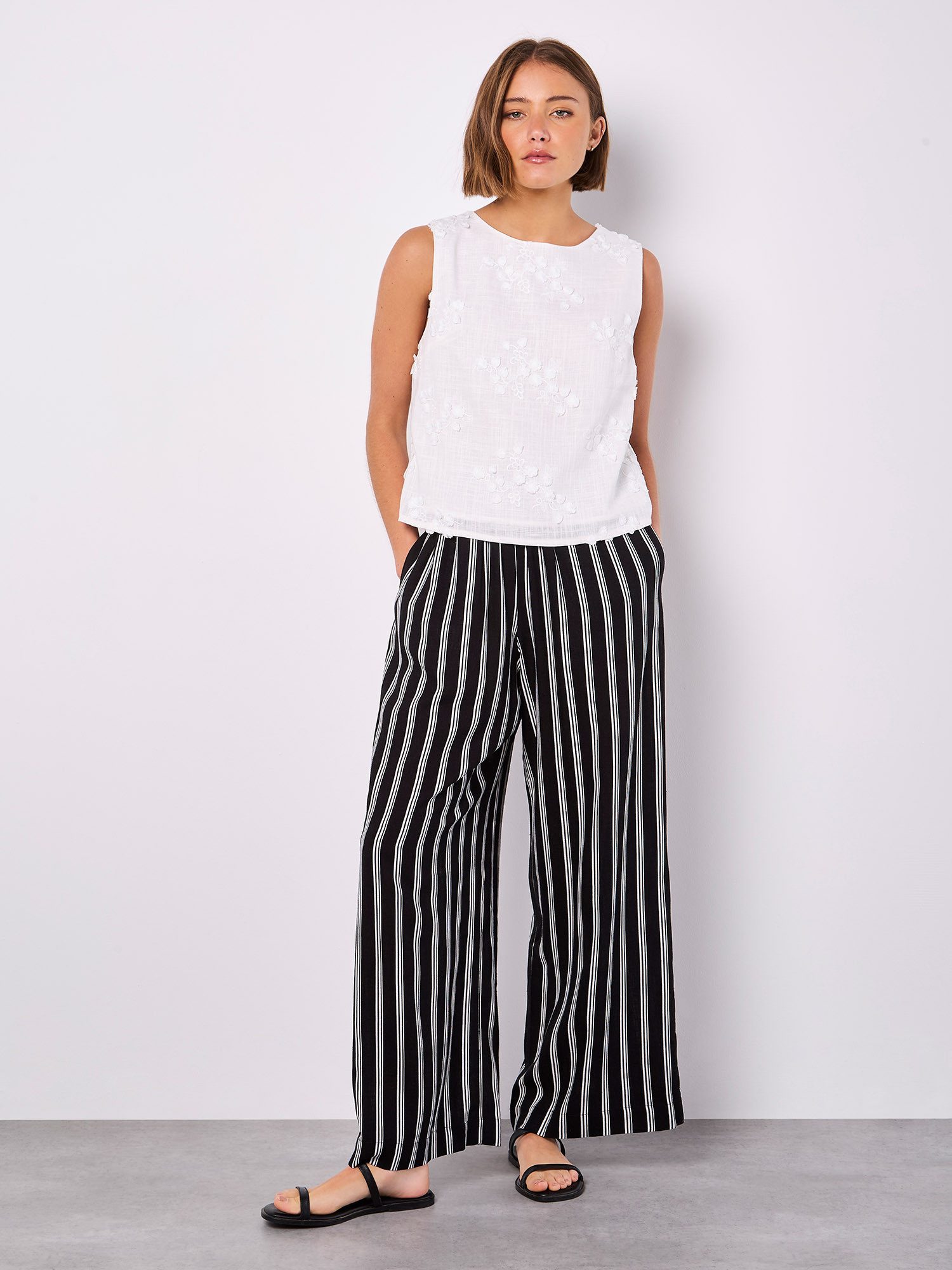 Apricot Palazzohose Gestreifte Hose (1-tlg) mit weitem Bein