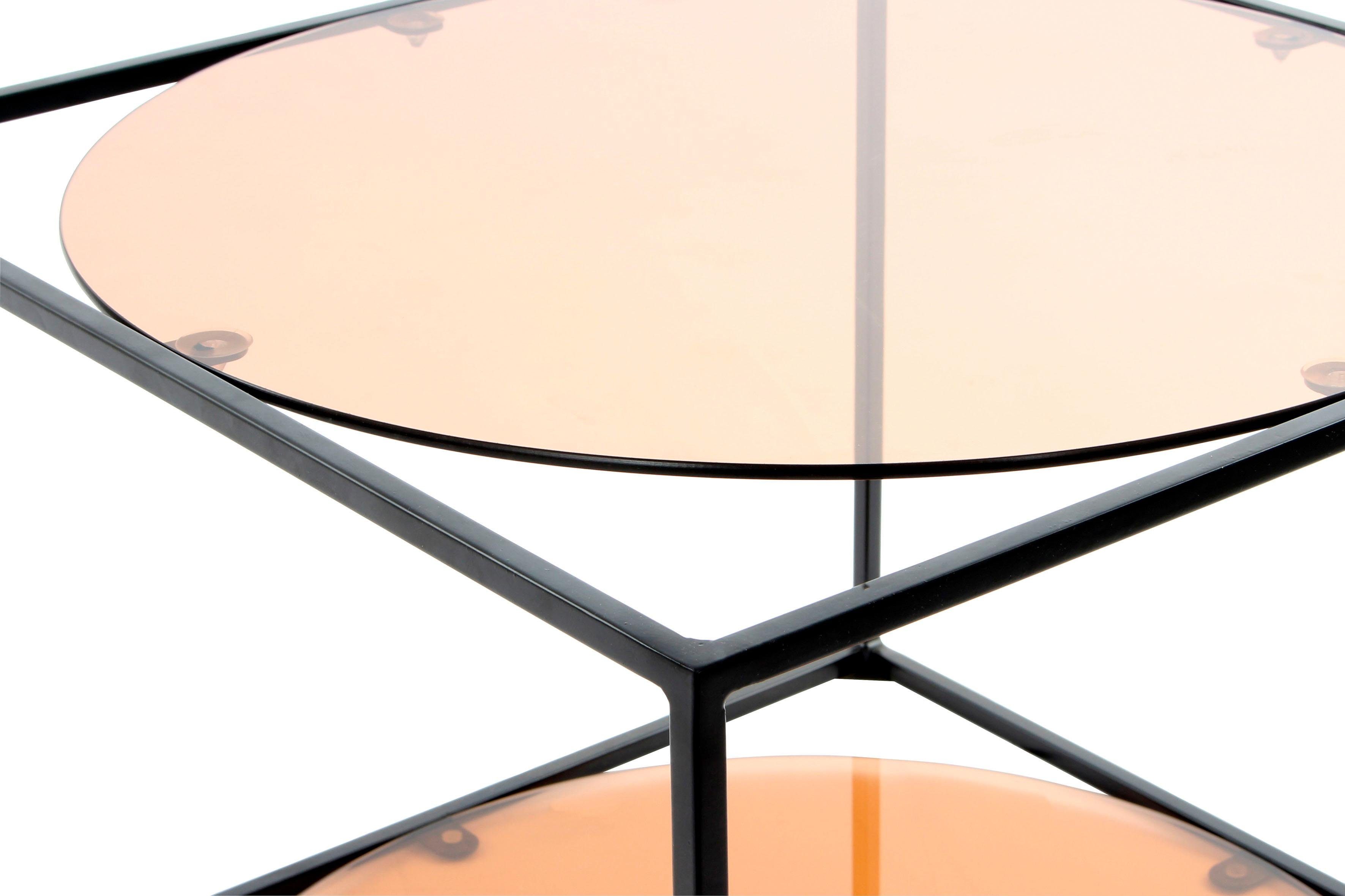 aus Terra/schwarz Kubusform Kayoom runden mit Ablageflächen moderne Beistelltisch Cody, Glas