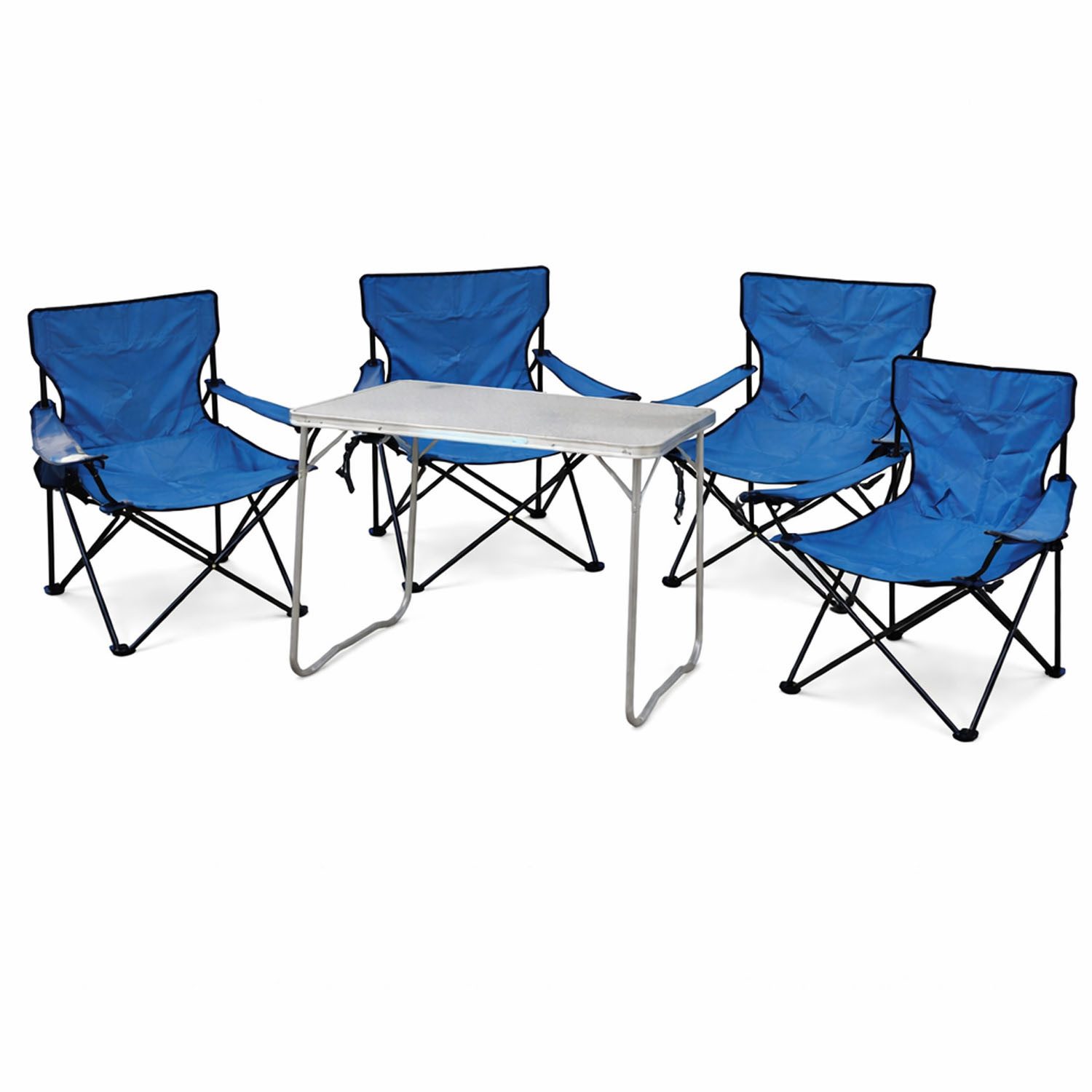 Essgruppe 5-teiliges Campingmöbel Set Blau XL Tisch 80x60x68cm + Campingstühle