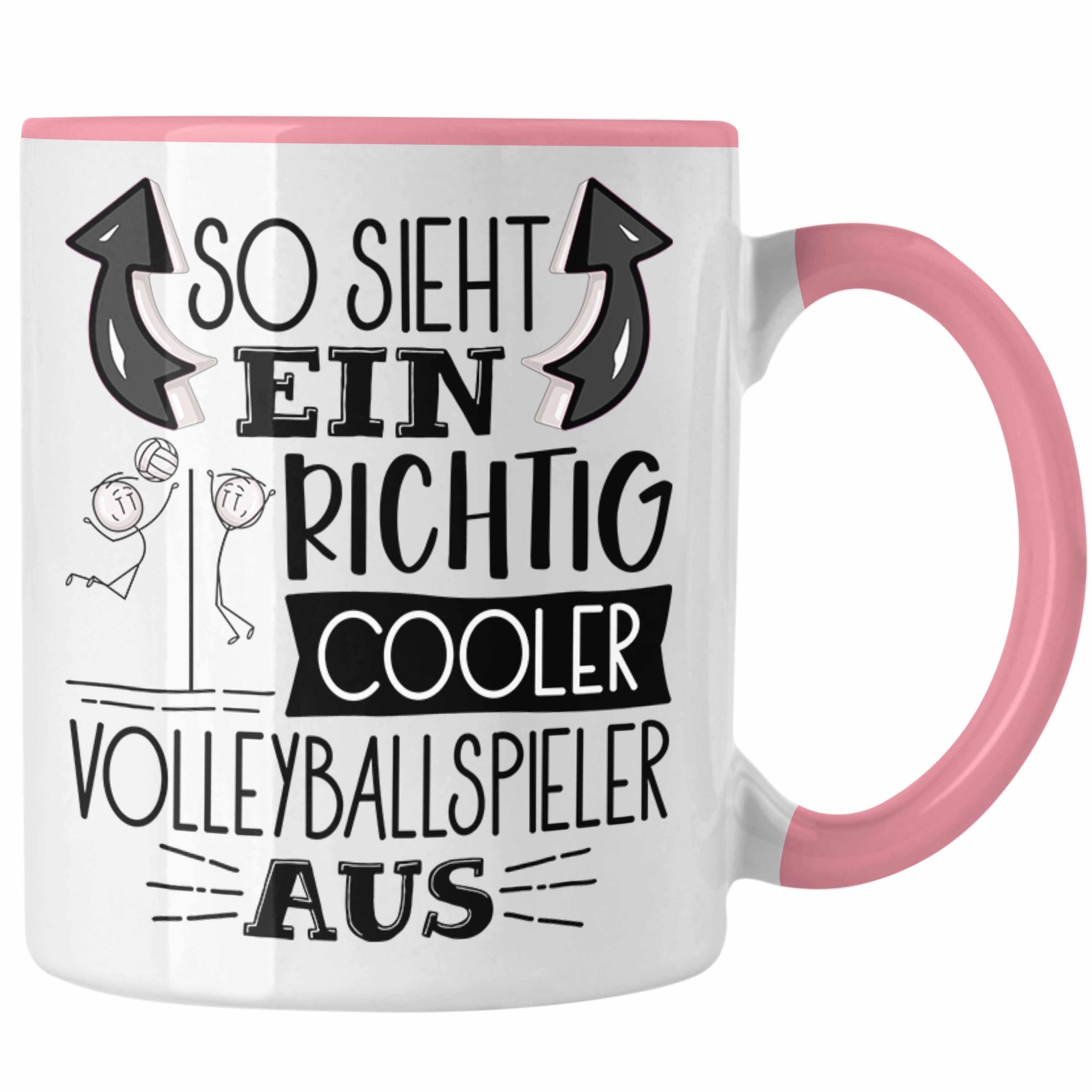 Trendation Tasse Volleyballspieler Tasse Geschenk So Sieht Ein Richtig Cooler Volleyba Rosa
