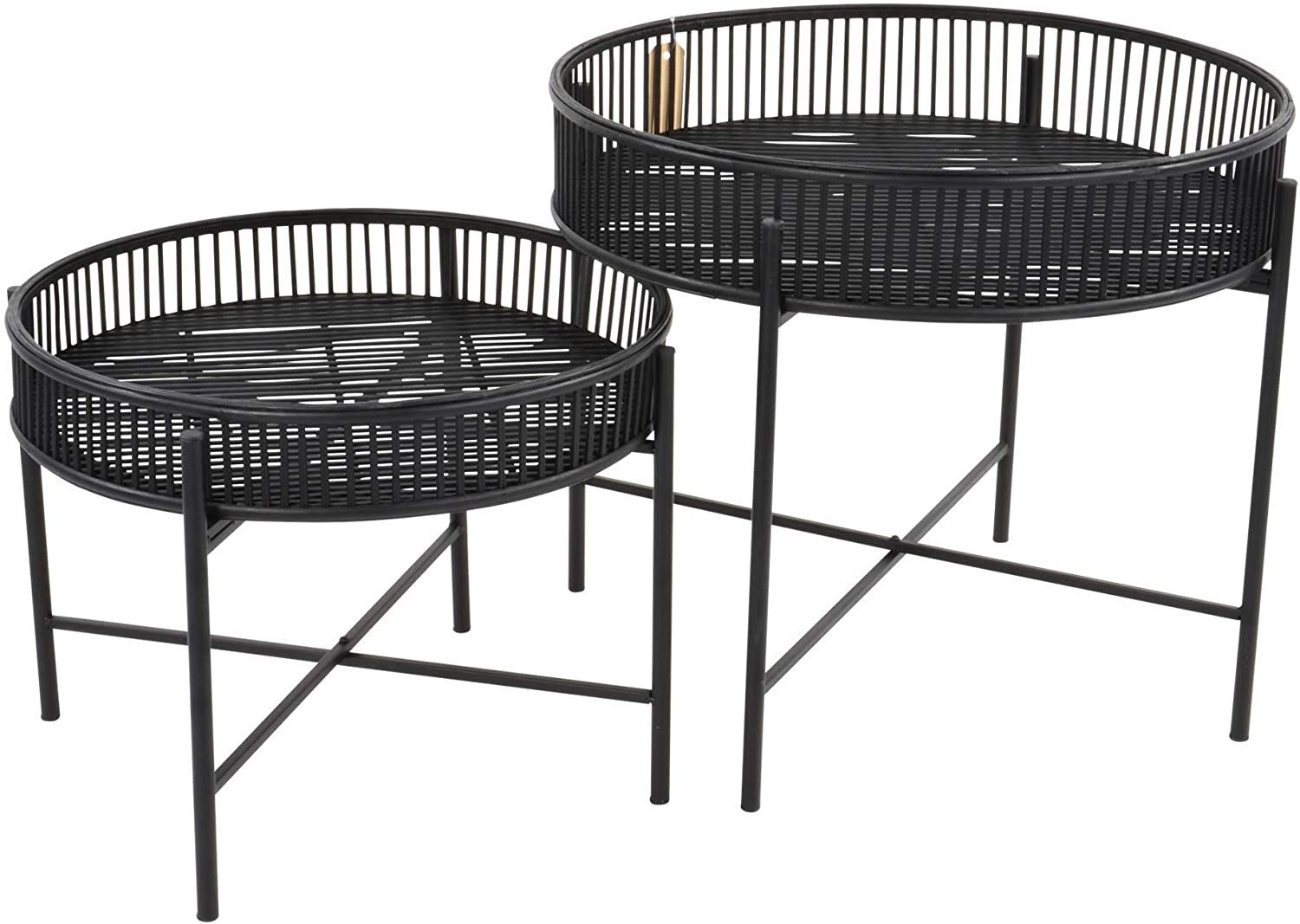 Beistelltisch Beistelltisch Tisch AIKO Bambus 2er Set schwarz ø49cm / ø60cm