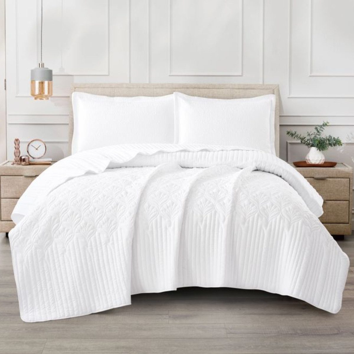 alesvelt Tagesdecke Set Nilüfer Überwurf Decke 3-Teilig 240X260 CM,2-Personen