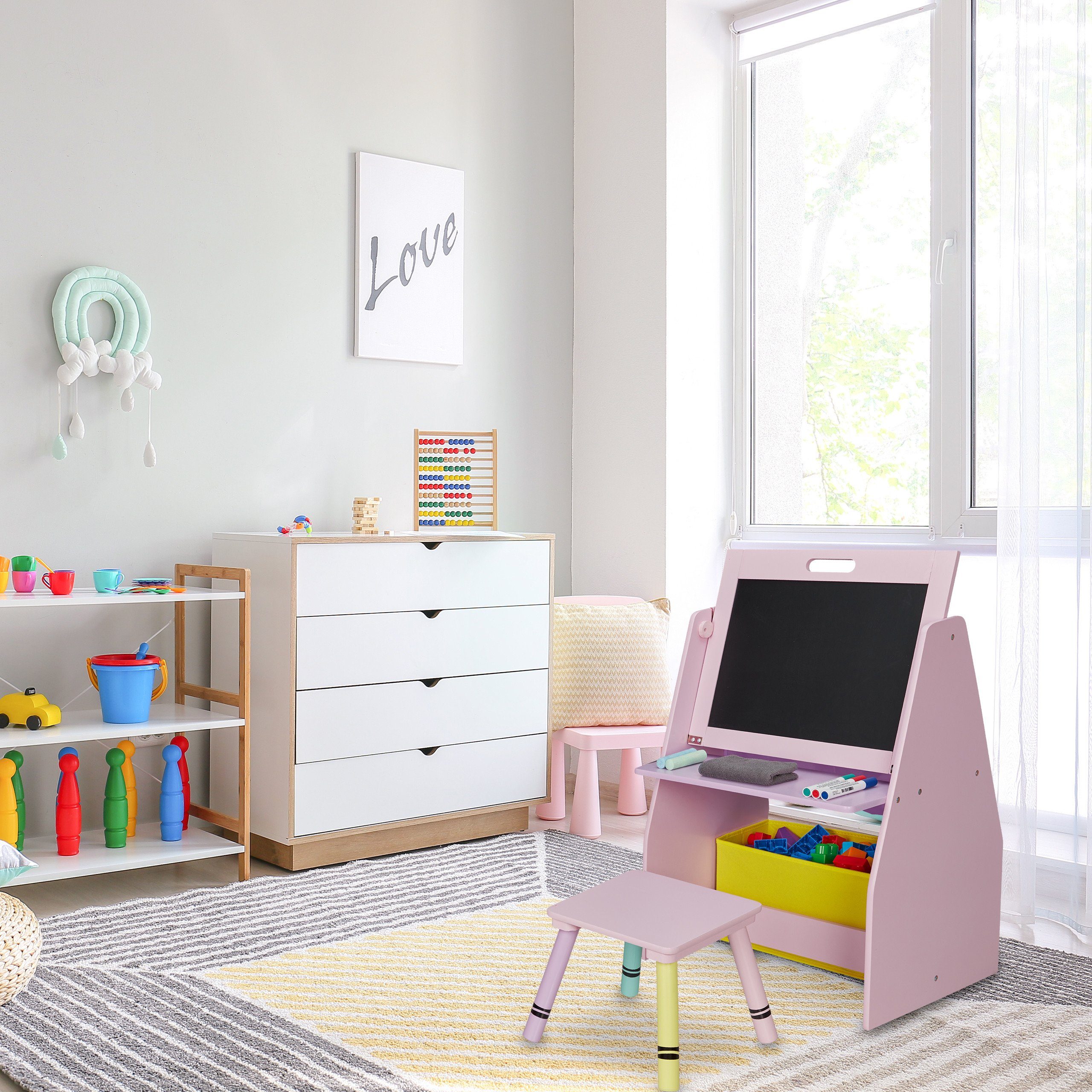 relaxdays Bücherturm Tafel mit Kinderregal