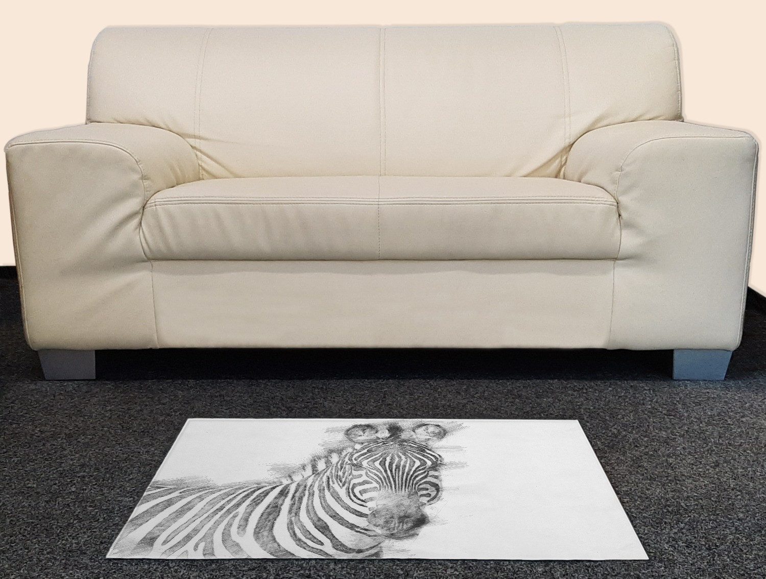 Wallario Teppich Zebra in schwarz weiß - Bleistift Zeichnung, rechteckig, rutschfest