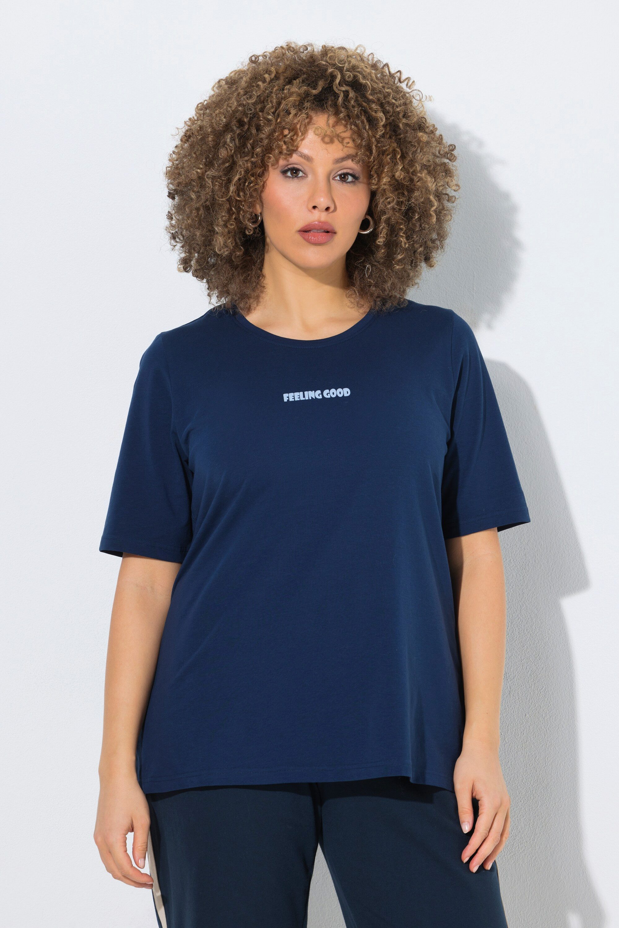 Ulla Popken T-Shirt T-Shirt Motivdruck Classic Rundhals Halbarm