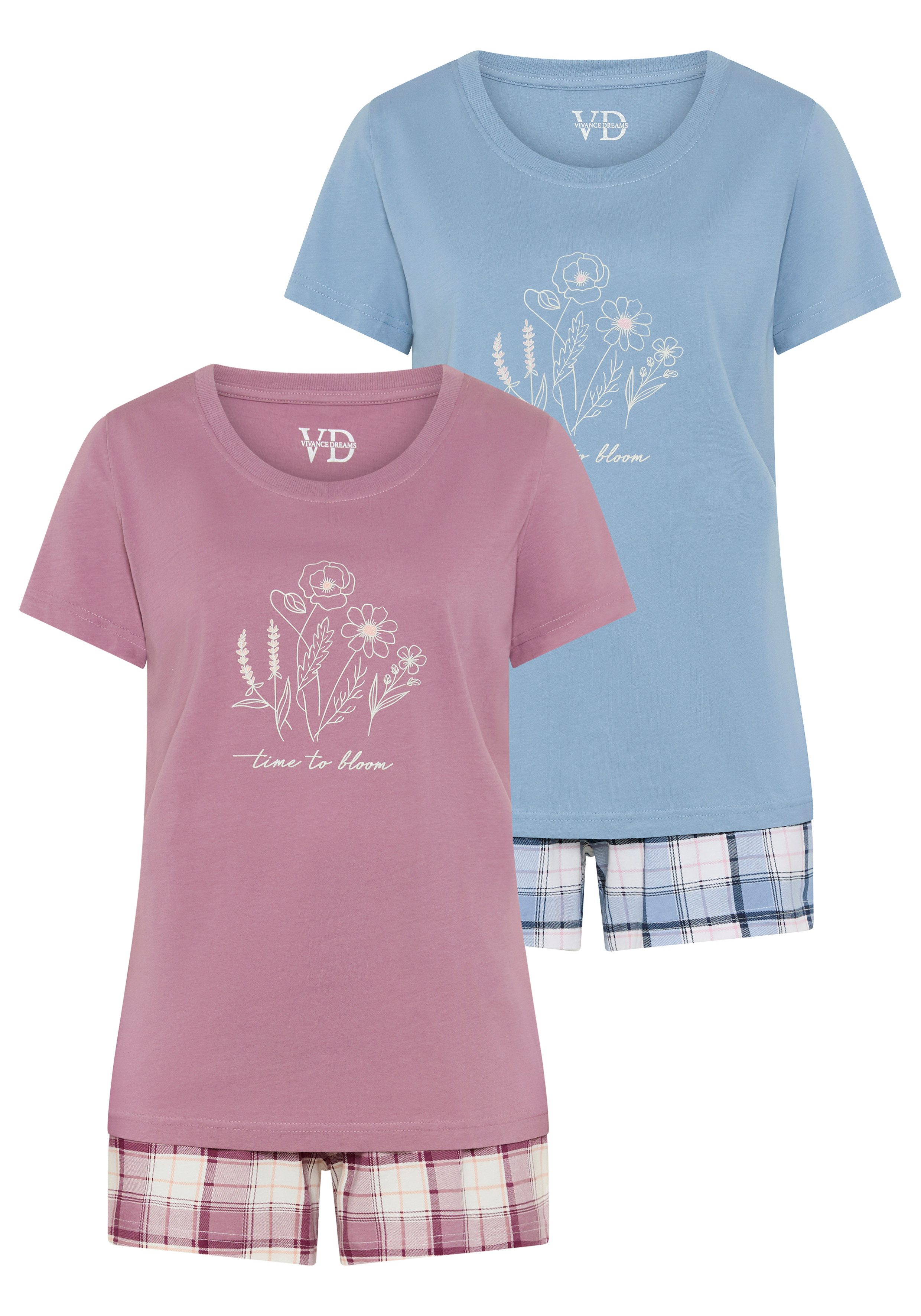 Vivance Dreams by Lascana Shorty (Packung, 2 Stück) mit karierter Pyjamashorts