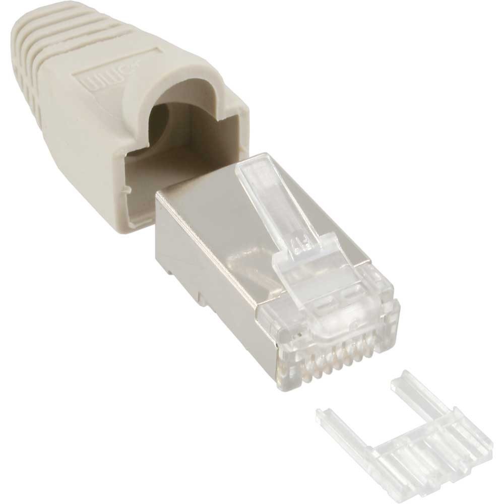 Inline Kabelbinder Crimpstecker RJ45 geschirmt mit Knickschutz und Einfädelhilfe 100er Pa