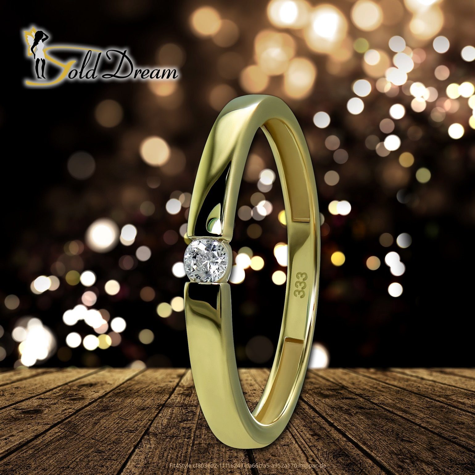 Goldring (Fingerring), Gelbgold GoldDream Farbe: weiß Ring Classic Ring 333 Gold Damen Gr.54 8 Karat, Classic gold, GoldDream -