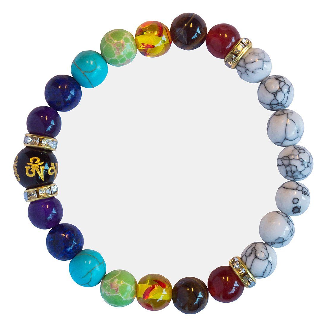 Saraswati Armband Armband "Om Mani Padme Hum" Chakra und Howlith Edelsteine günstig online kaufen