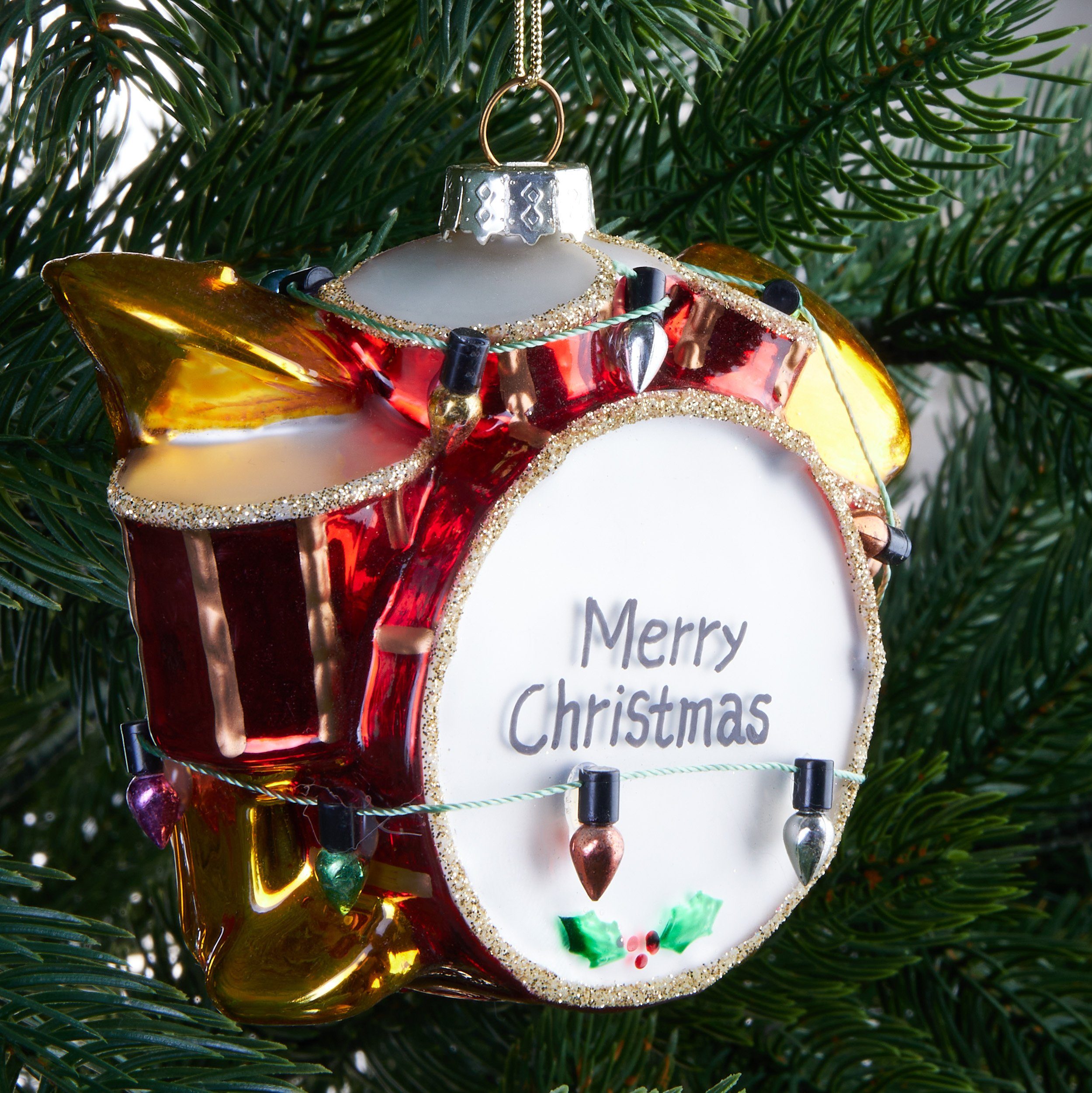 BRUBAKER Christbaumschmuck Schlagzeug "Merry Christmas" Weihnachtskugel aus günstig online kaufen